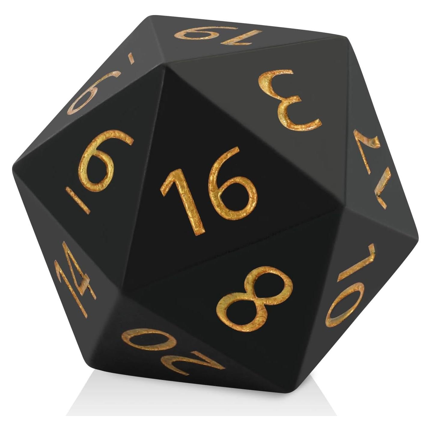 Dado D20 Gigante 55mm MHJ Resina Negro para RPG D&D