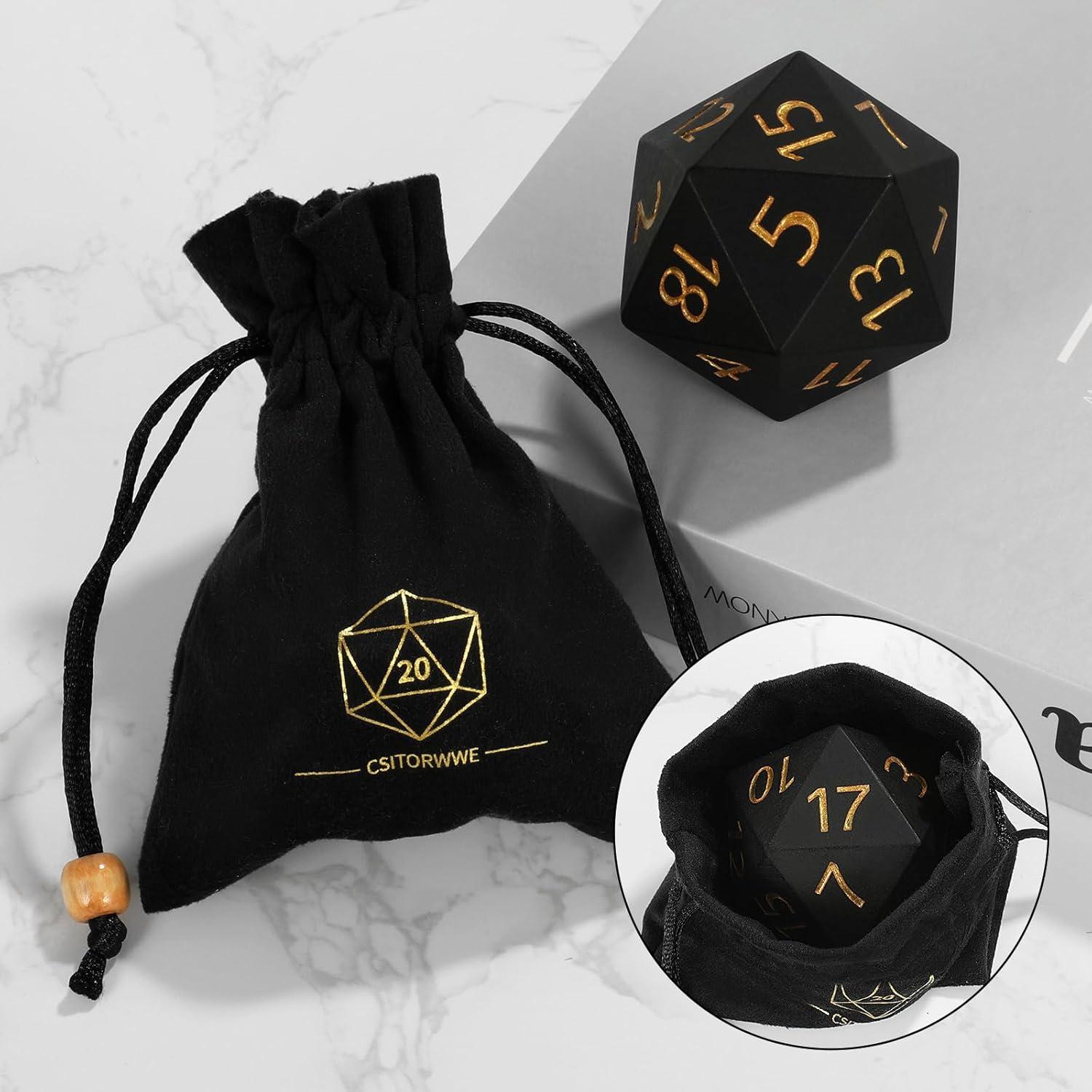 Dado D20 Gigante 55mm MHJ Resina Negro para RPG D&D