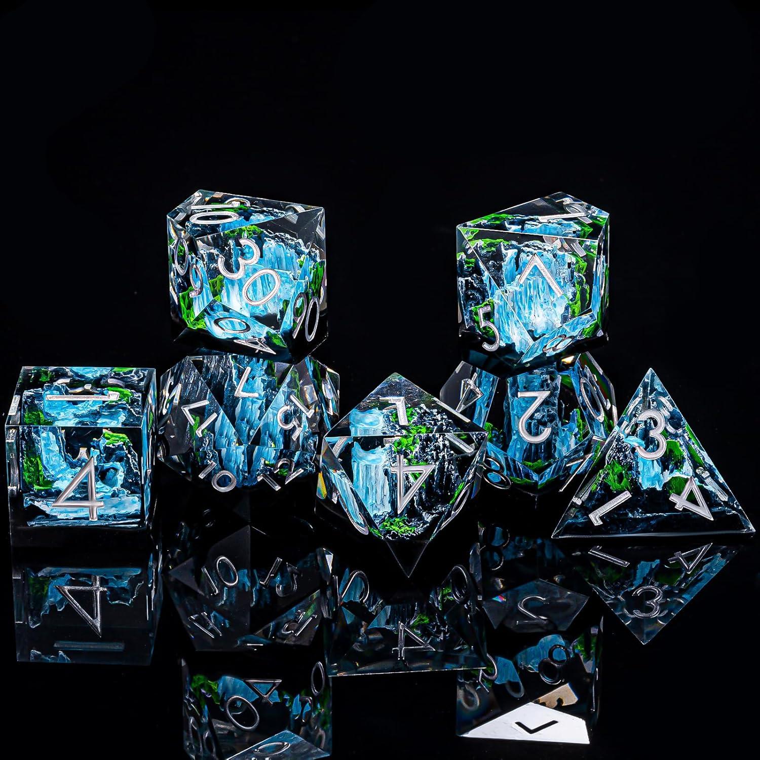 Juego de Dados Poliedricos DND 7 Pcs Weyano - Montaña y Cascada