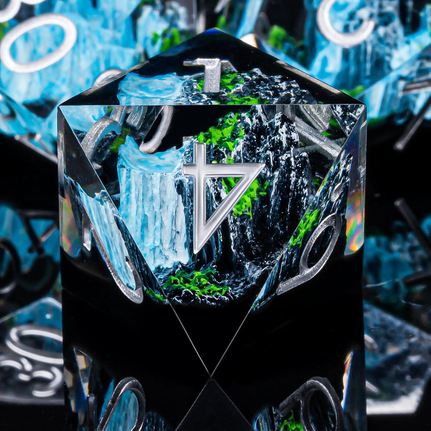 Juego de Dados Poliedricos DND 7 Pcs Weyano - Montaña y Cascada