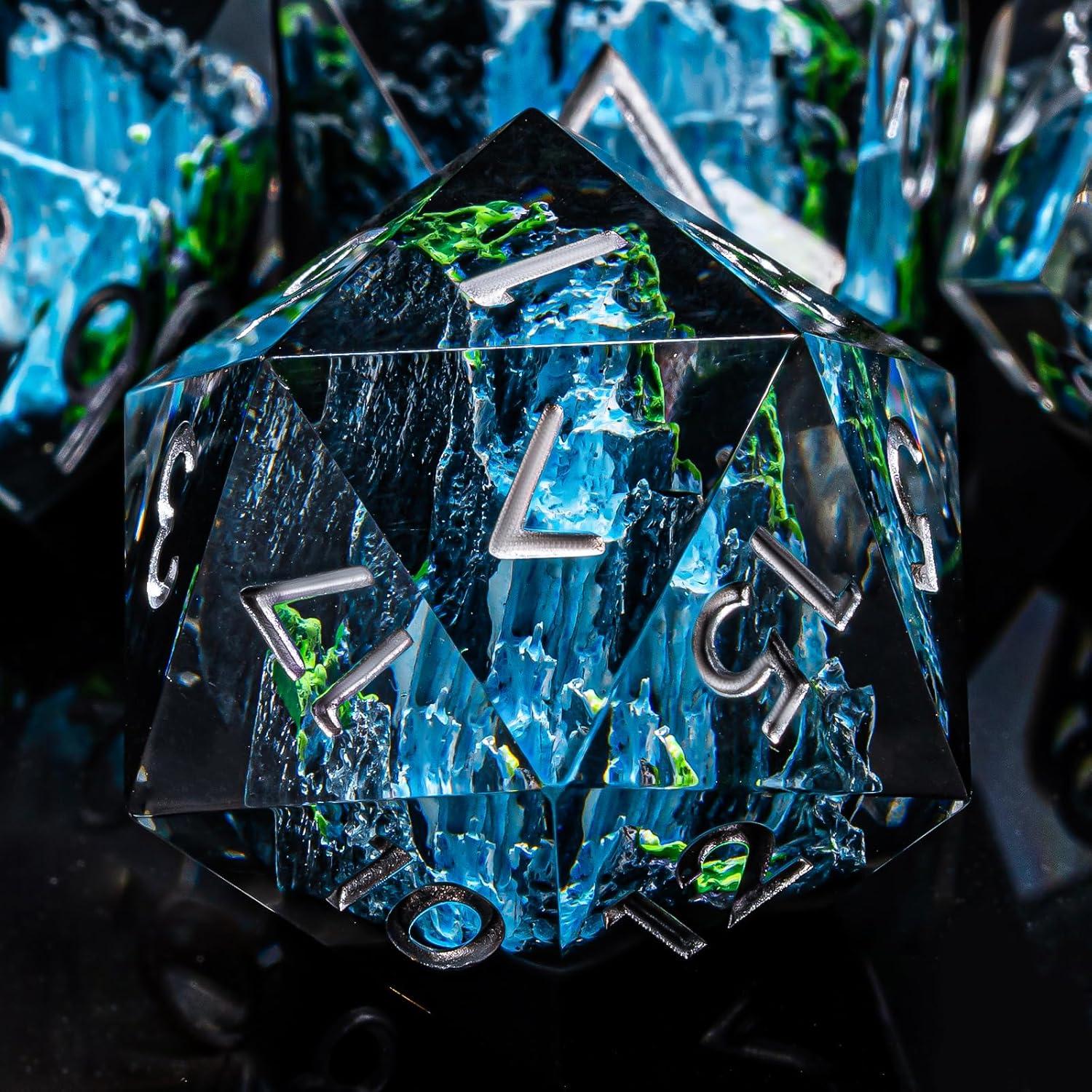 Juego de Dados Poliedricos DND 7 Pcs Weyano - Montaña y Cascada