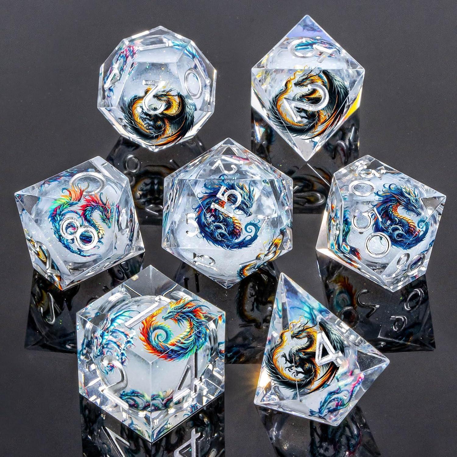 Conjunto de Dados DND Roycevon 7Pcs Resina Blanca para Rol