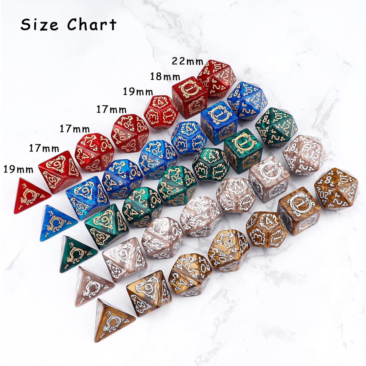 Conjunto de Dados DND PJOY Rojo con Bolsa - 7 Piezas