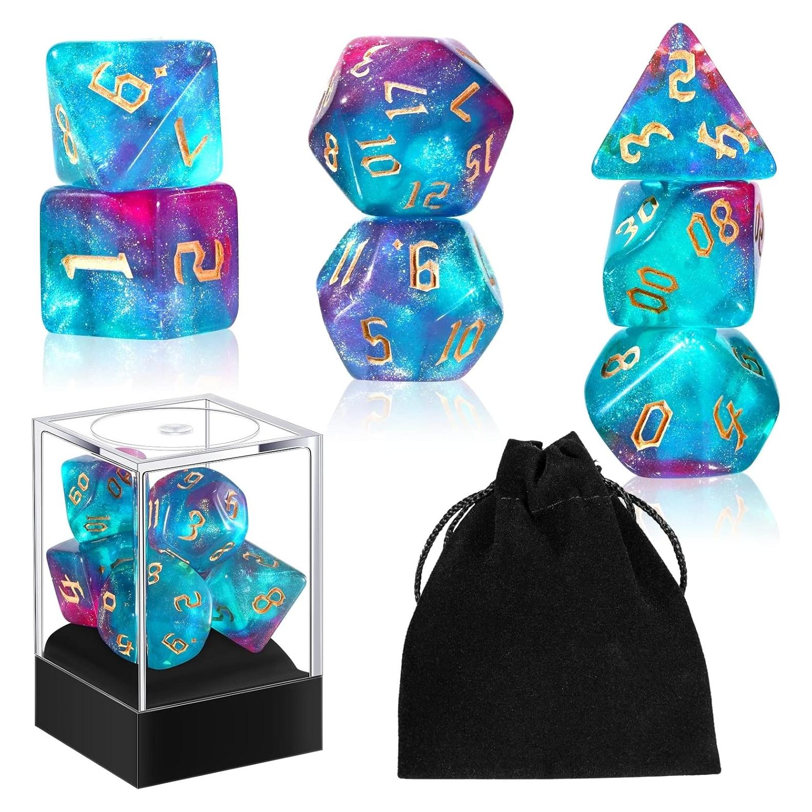 Set de Dados Poliedricos de Resina Junkin - 7 Piezas D4 D6 D8 D10 D12 D20