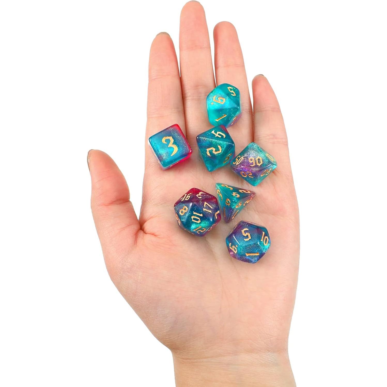 Set de Dados Poliedricos de Resina Junkin - 7 Piezas D4 D6 D8 D10 D12 D20