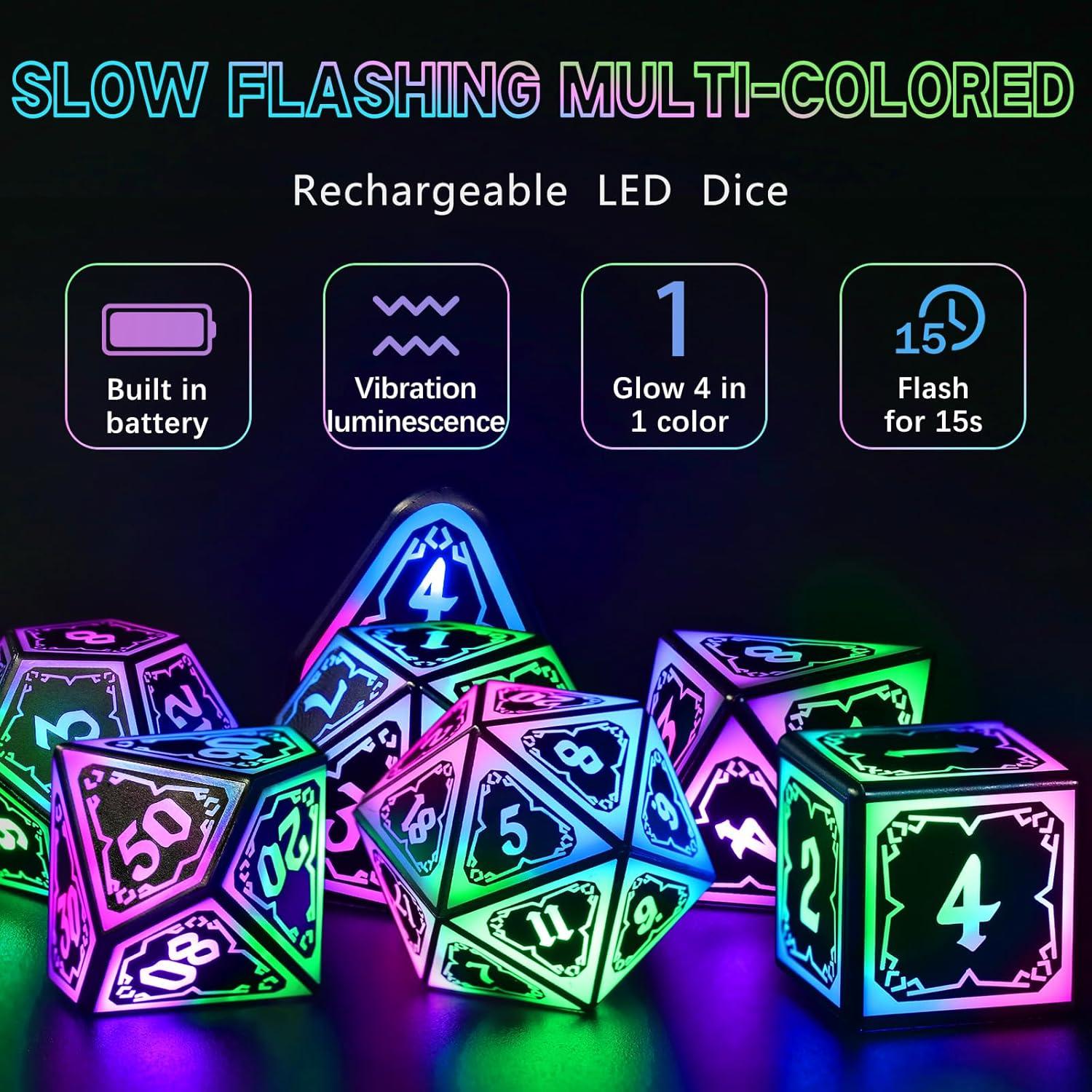 Juego de Dados LED Recargables D&D FONVGOGO 4 en 1 Color