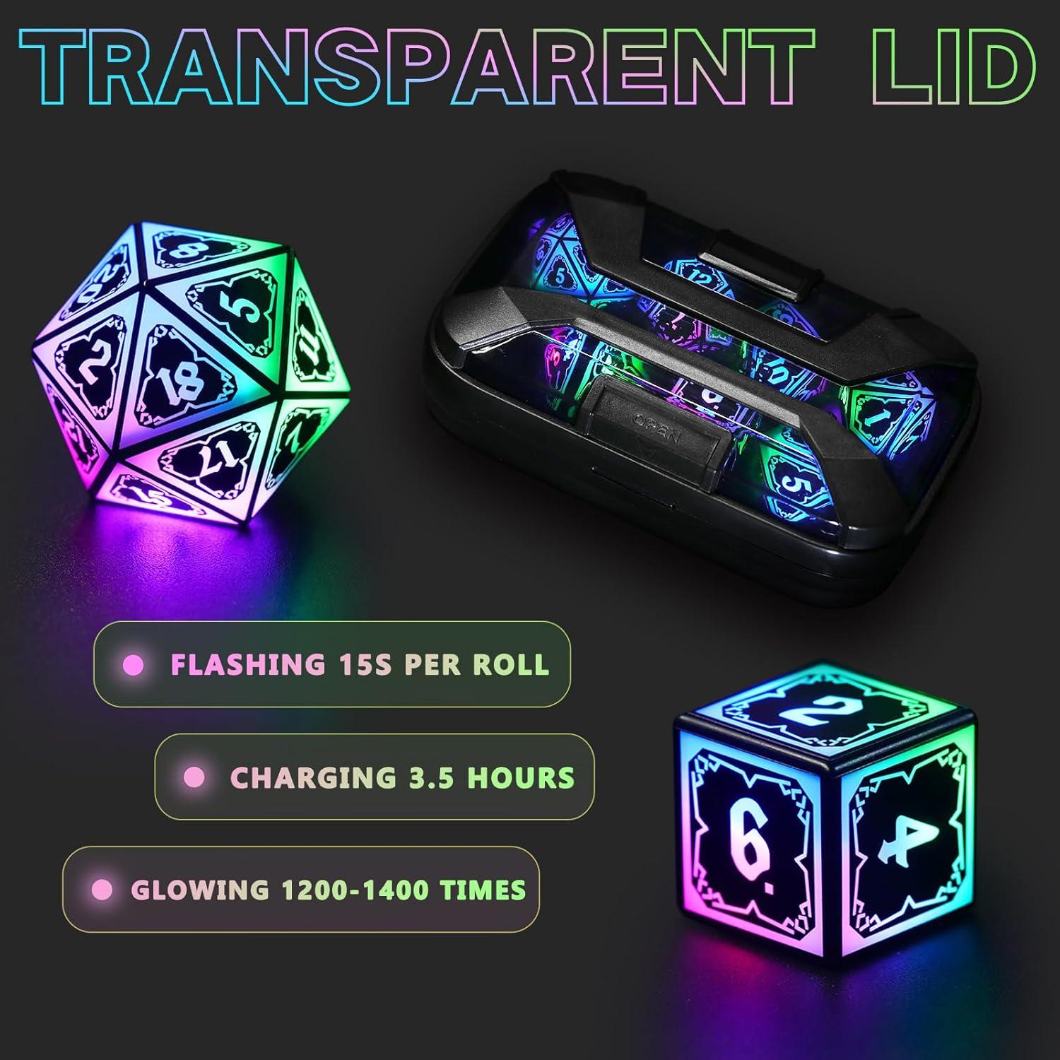 Juego de Dados LED Recargables D&D FONVGOGO 4 en 1 Color