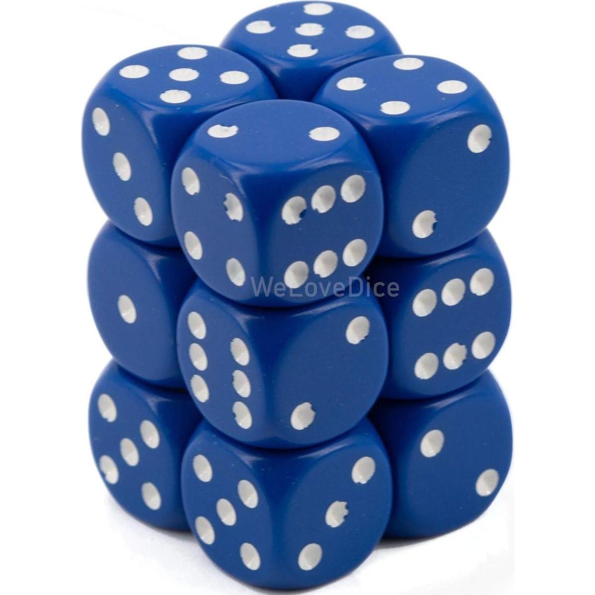 Juego de Dados D6 Chessex 12 Piezas Azul y Blanco 16mm