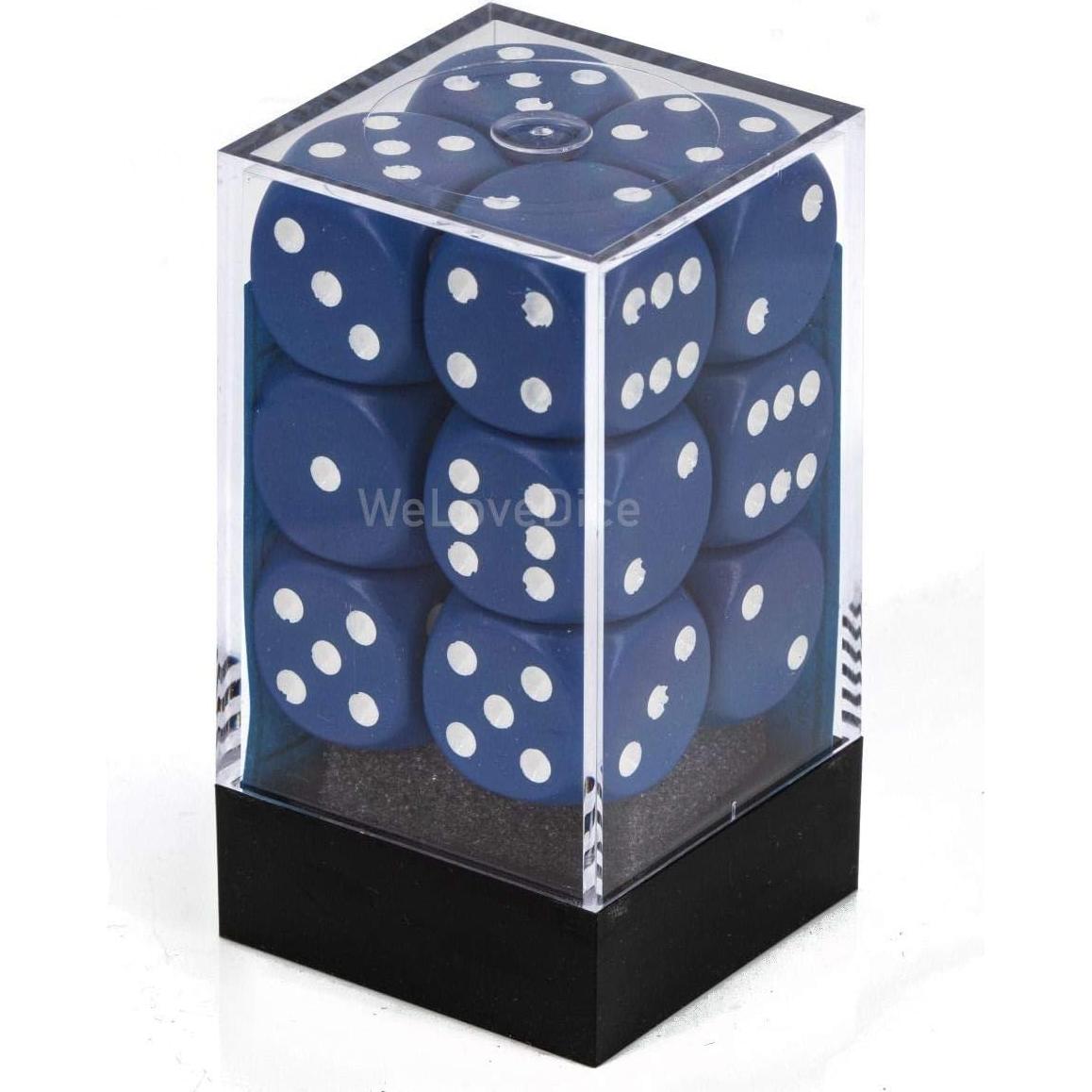Juego de Dados D6 Chessex 12 Piezas Azul y Blanco 16mm