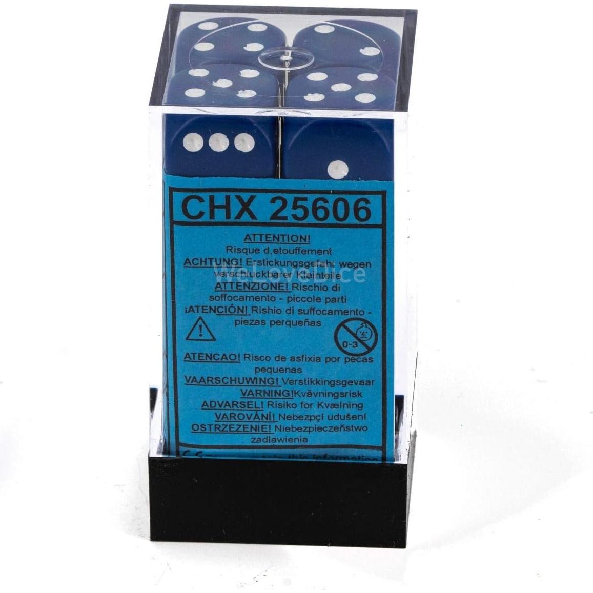 Juego de Dados D6 Chessex 12 Piezas Azul y Blanco 16mm