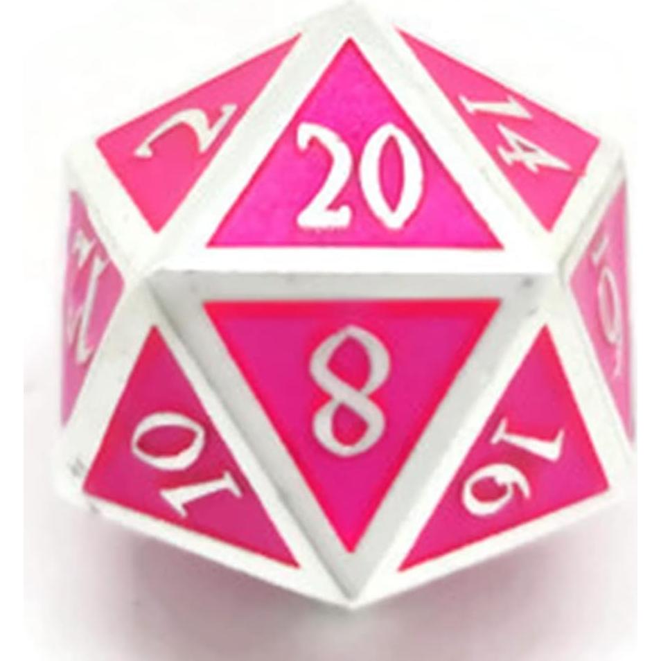 Dado D20 F*** de Metal Rosa y Plata para Juegos de Rol