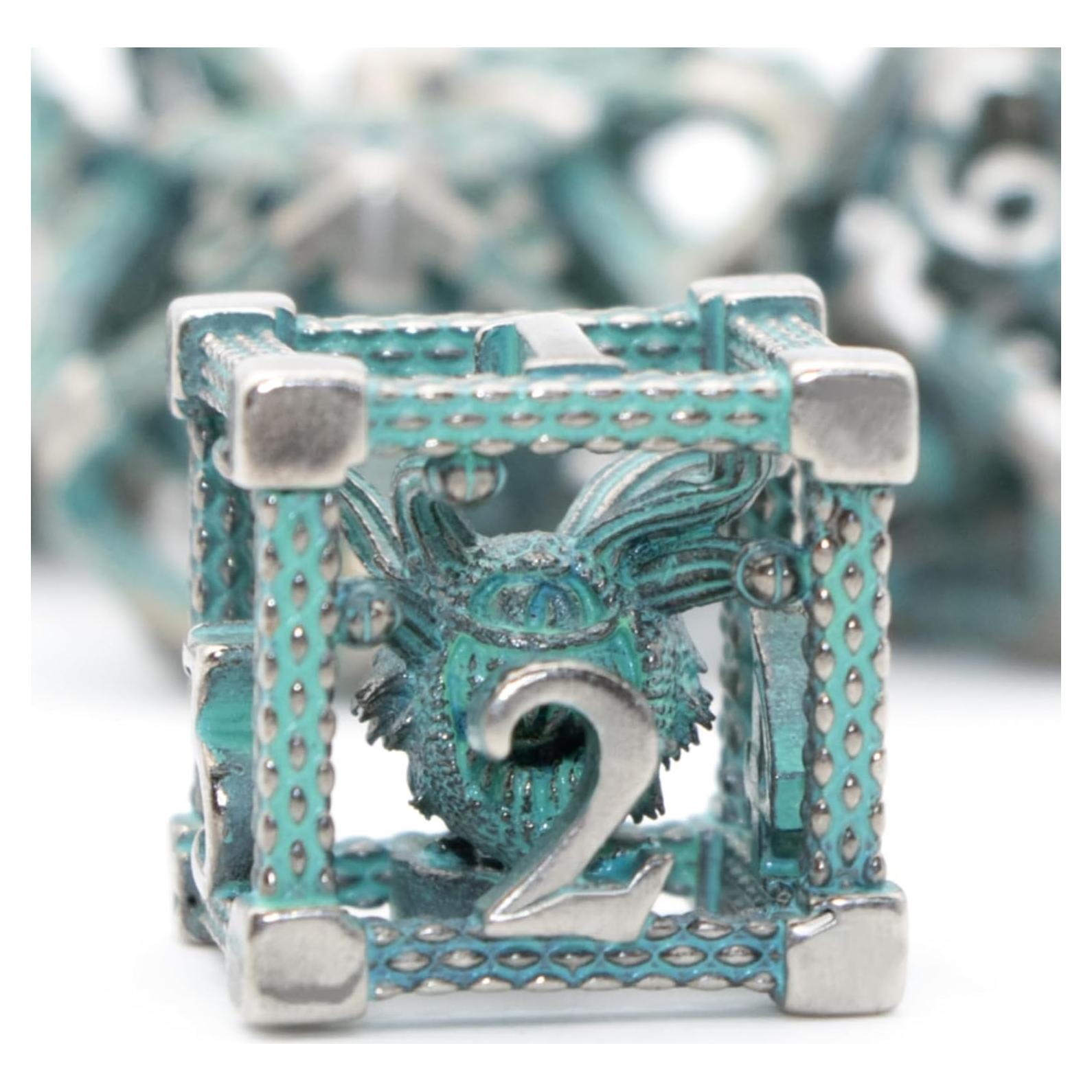 Juego de Dados Beholder DND 7 Piezas Metal HNCCESG Ojo Azul