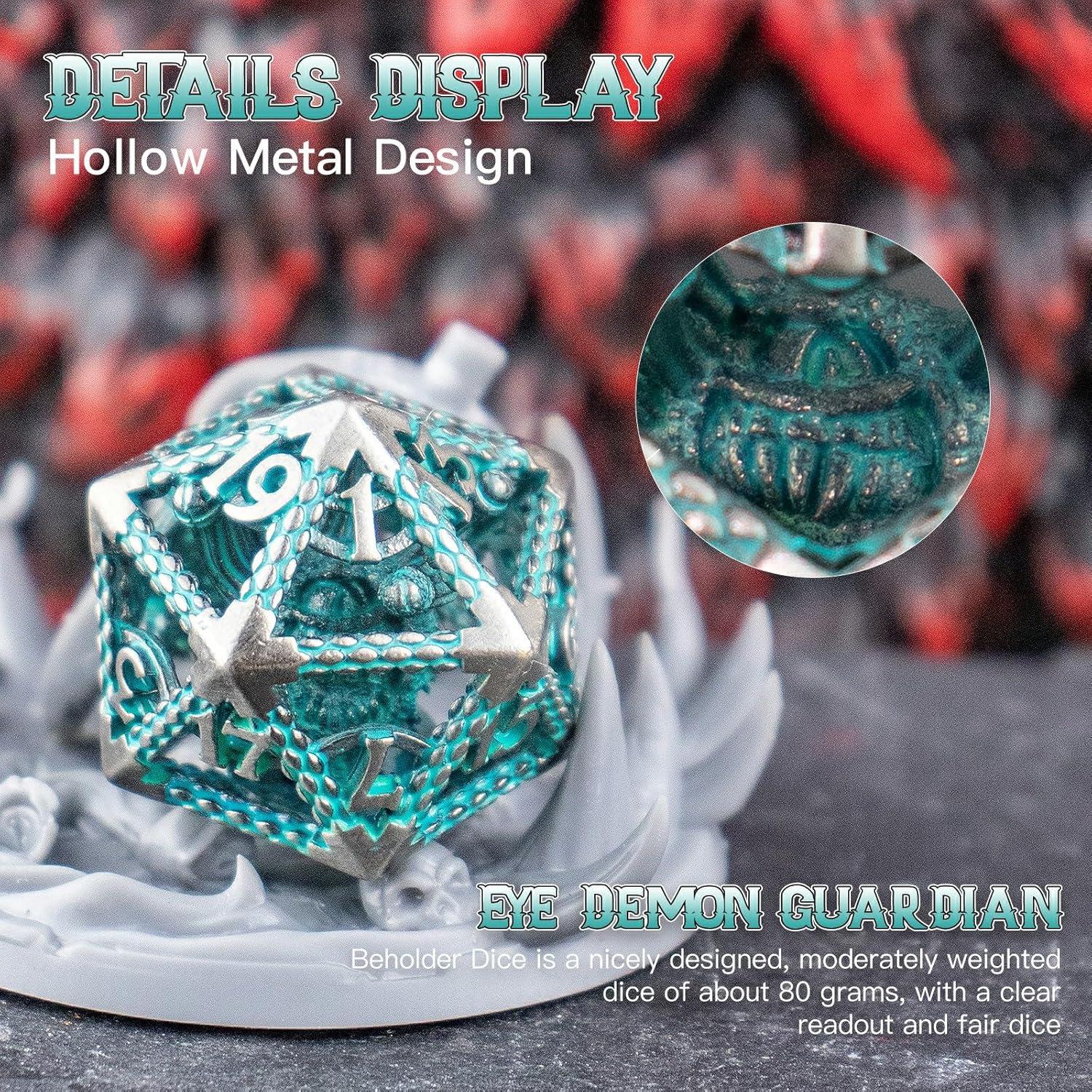 Juego de Dados Beholder DND 7 Piezas Metal HNCCESG Ojo Azul