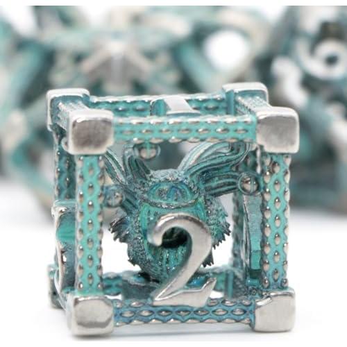 Juego de Dados Beholder DND 7 Piezas Metal HNCCESG Ojo Azul