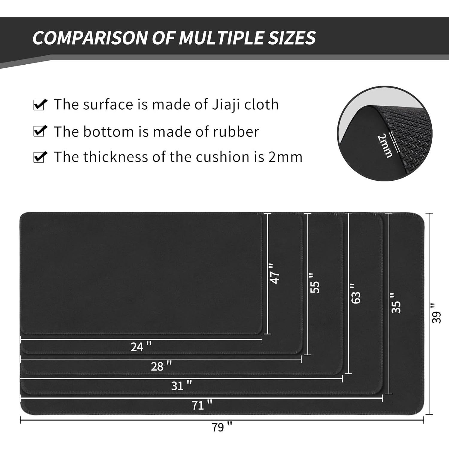 Tapete de Juego Grande LERYG 180x90cm Antideslizante Negro