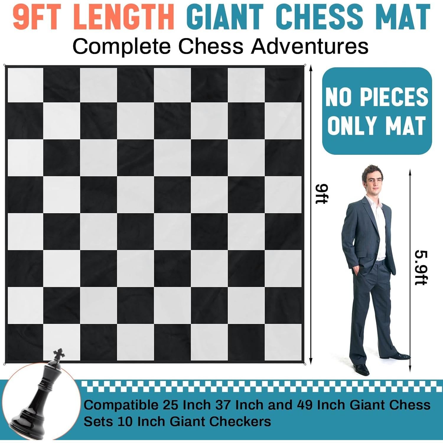 Alfombra de Ajedrez Gigante 2.75x2.75m Yuxung para Exterior