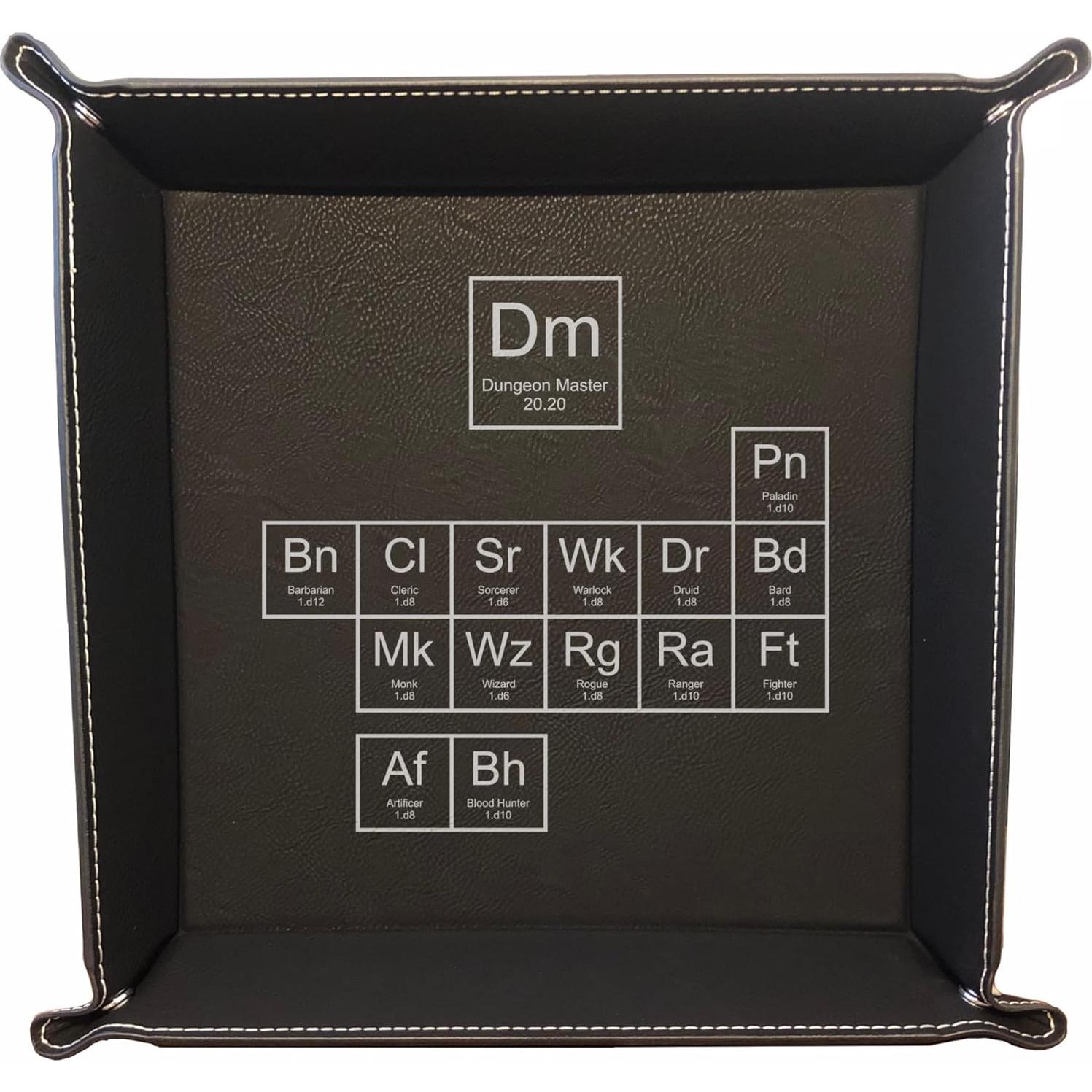 Bandeja de Dados D&D Grabado en Cuero Sintético Negro