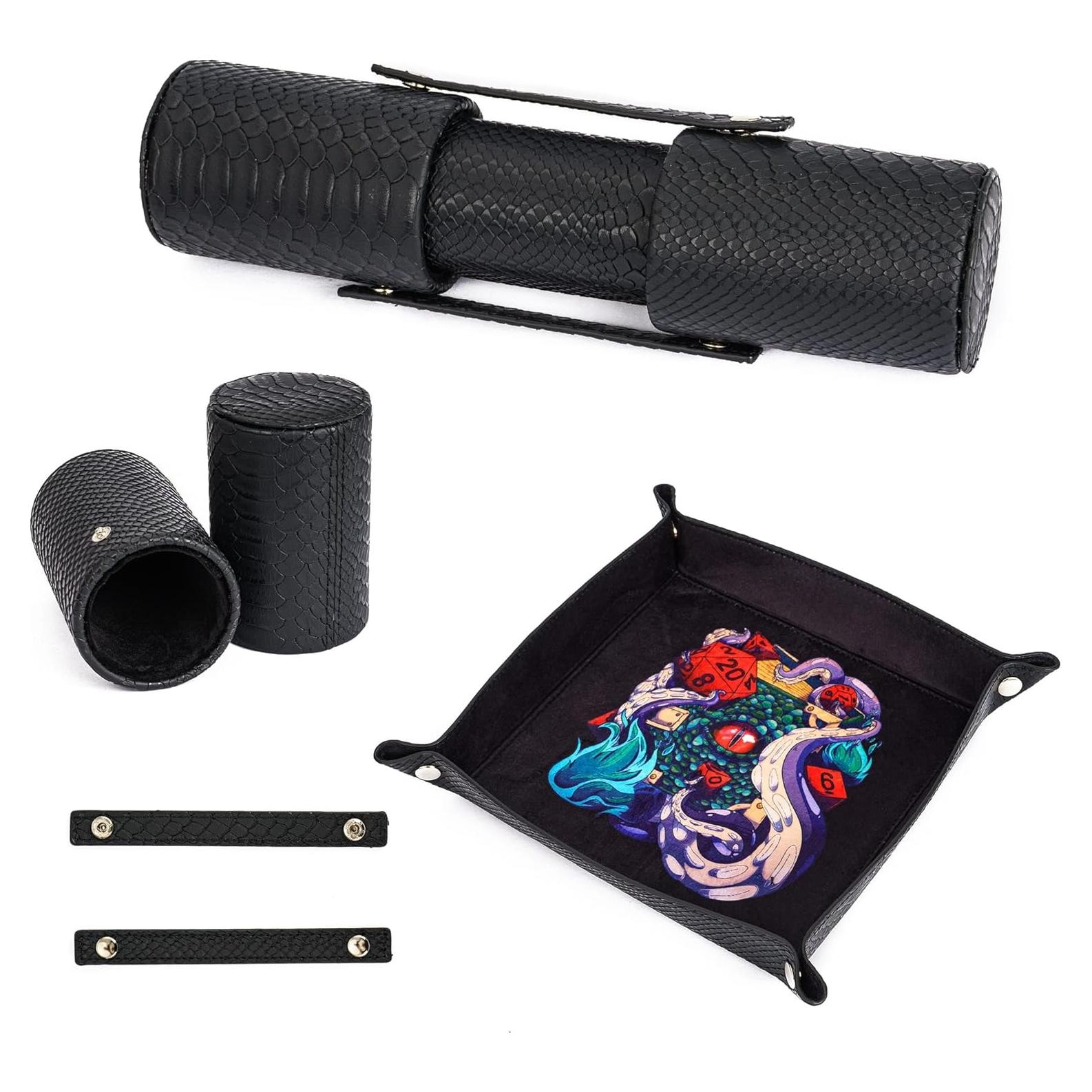 Bandeja de Dados DND 3 en 1 KSNDie Plegable Cuero PU Negro