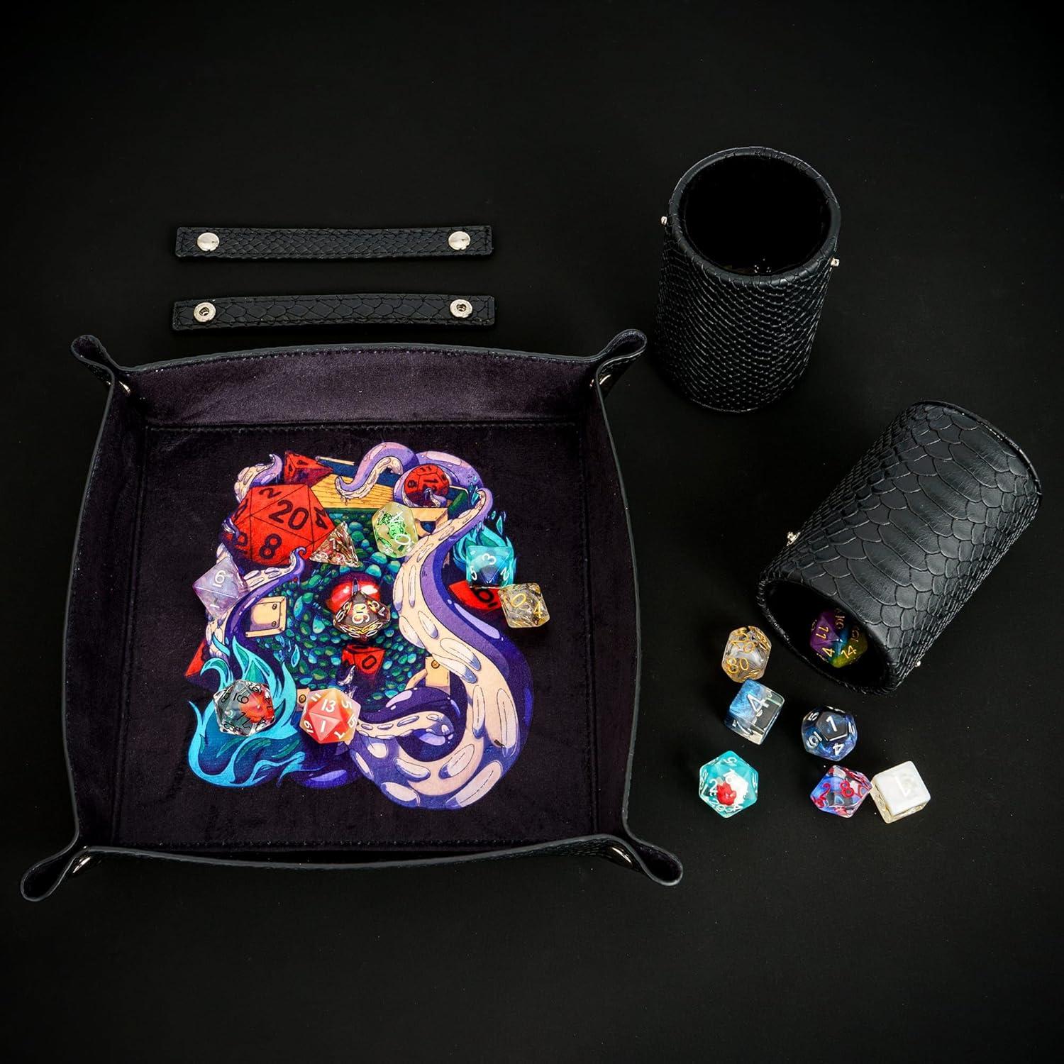 Bandeja de Dados DND 3 en 1 KSNDie Plegable Cuero PU Negro