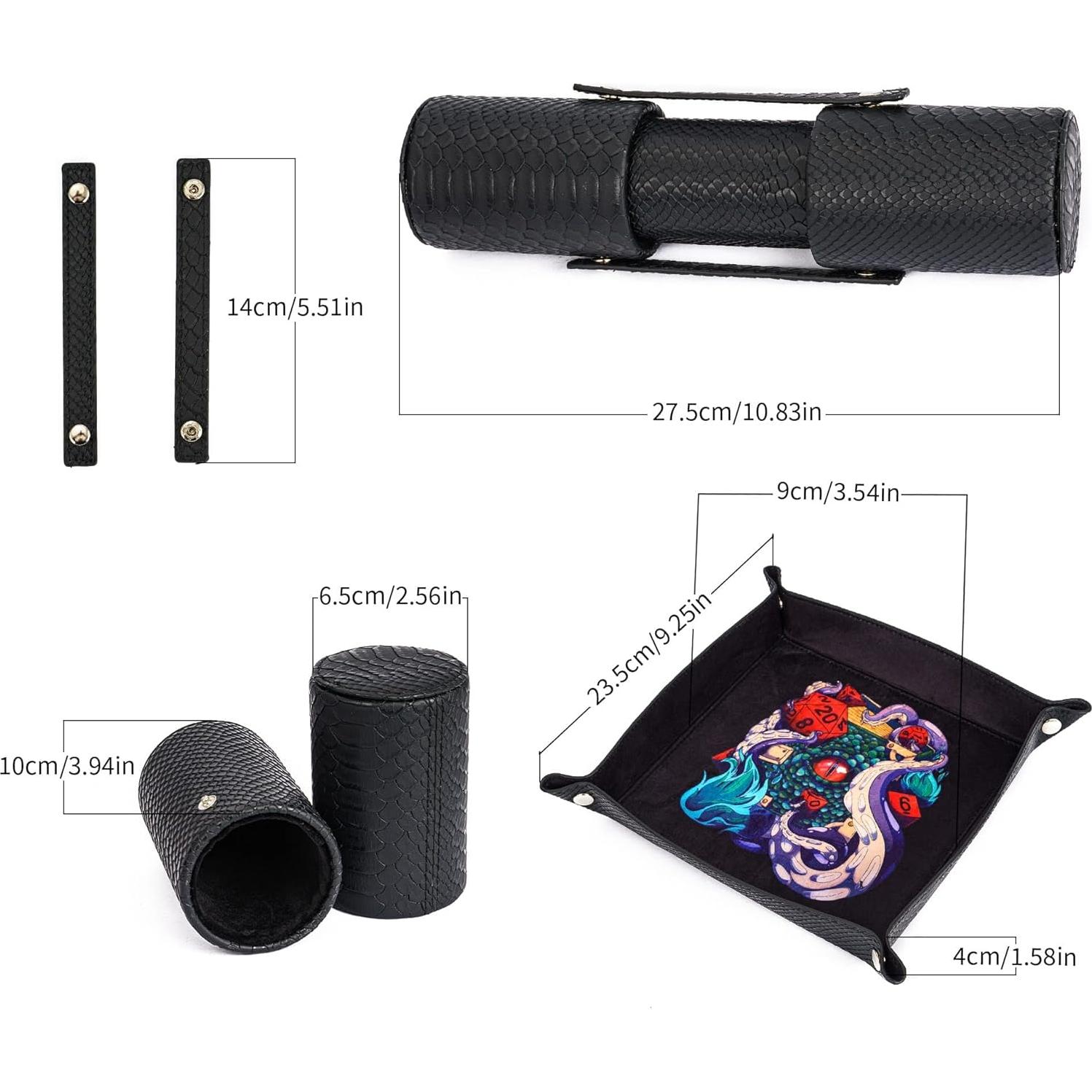 Bandeja de Dados DND 3 en 1 KSNDie Plegable Cuero PU Negro
