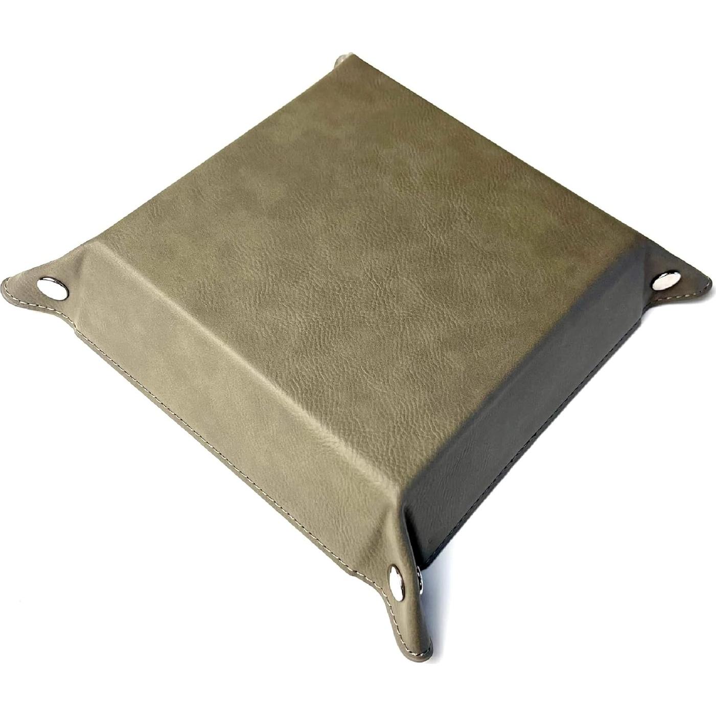 Bandeja para Dados DnD LaserTavern Cuero Vegano Gris 15.24 cm