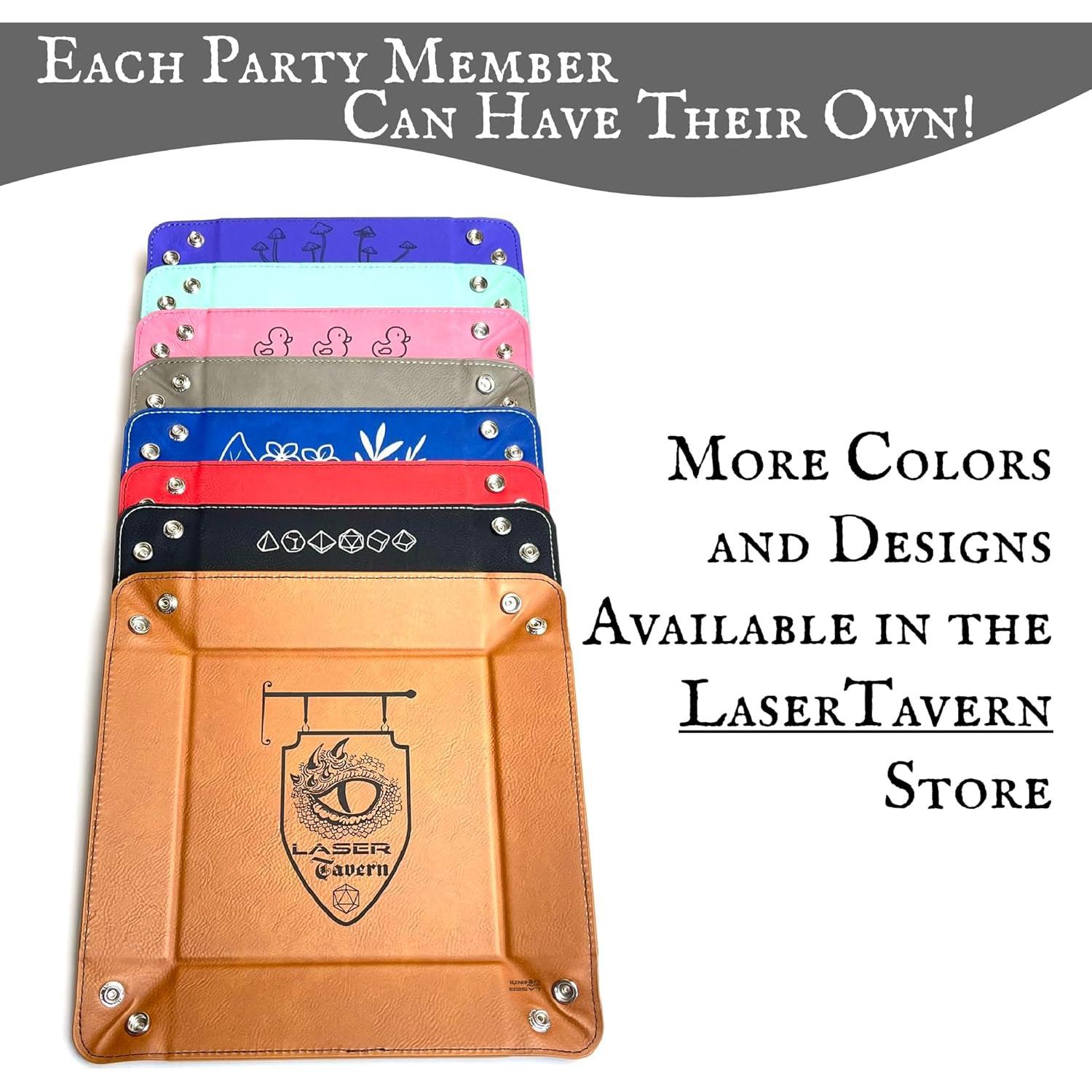 Bandeja para Dados DnD LaserTavern Cuero Vegano Gris 15.24 cm