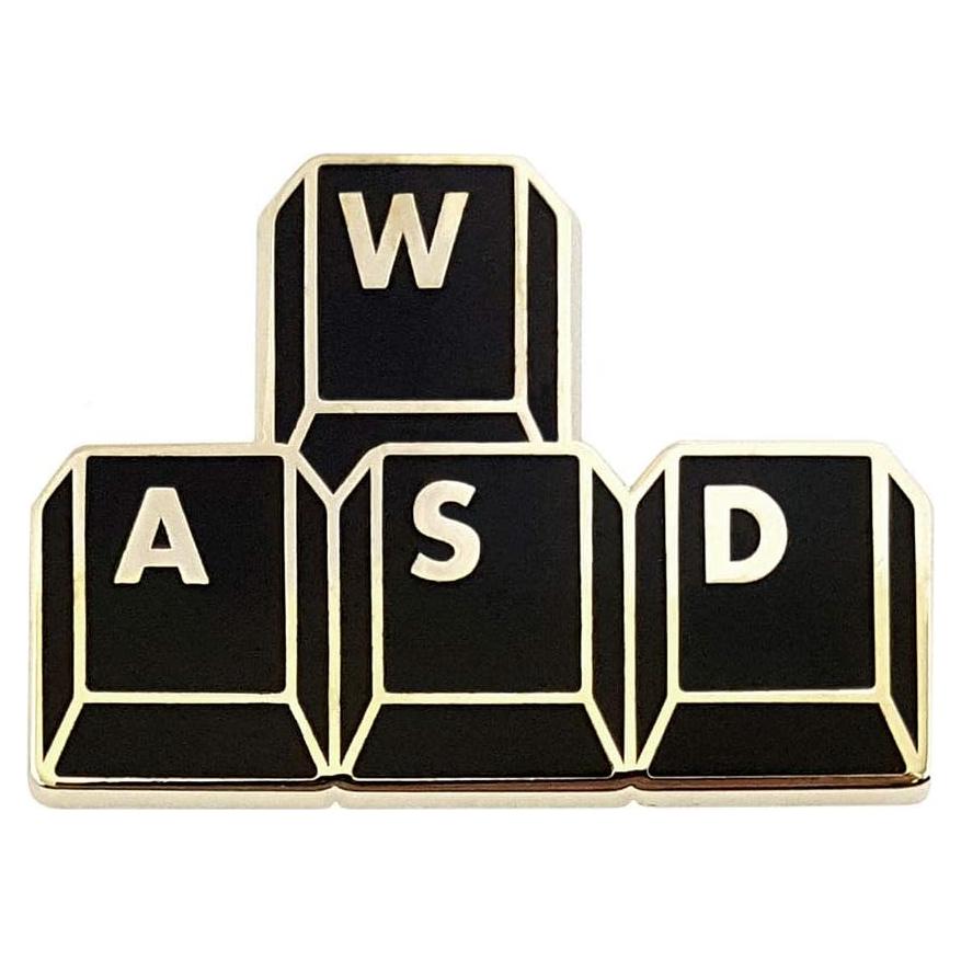 Pin de Esmalte Gamer 'WASD' Pinsanity 3.81 cm Metal Dorado