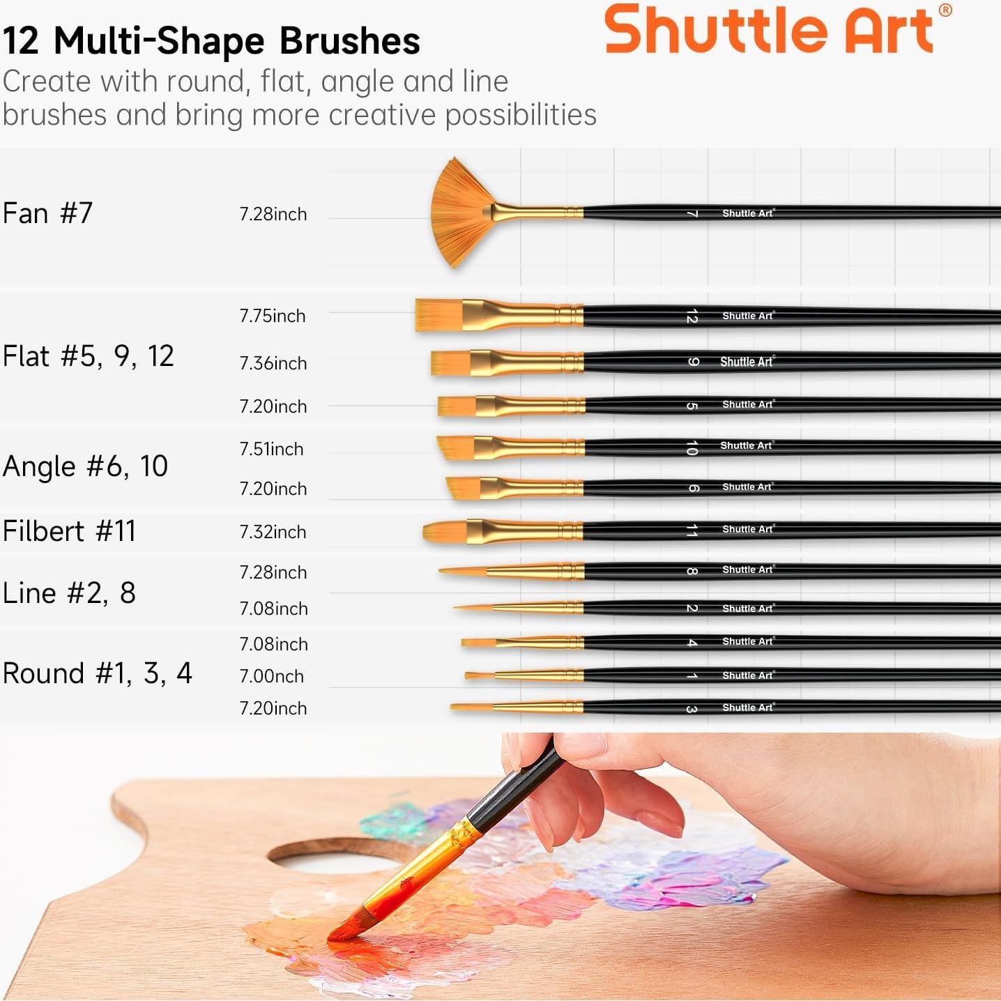 Set de 50 Pinturas Acrílicas Shuttle Art 60ml, No Tóxicas