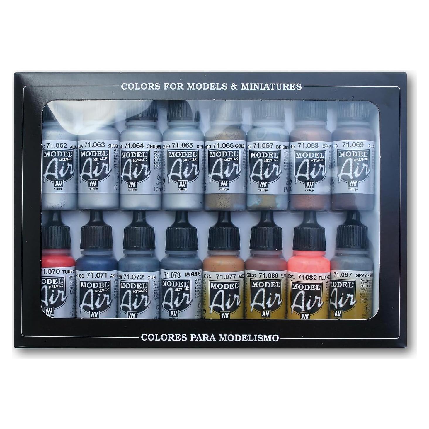 Set de Pintura Acrílica Metálica Vallejo Model Air 17ml x16