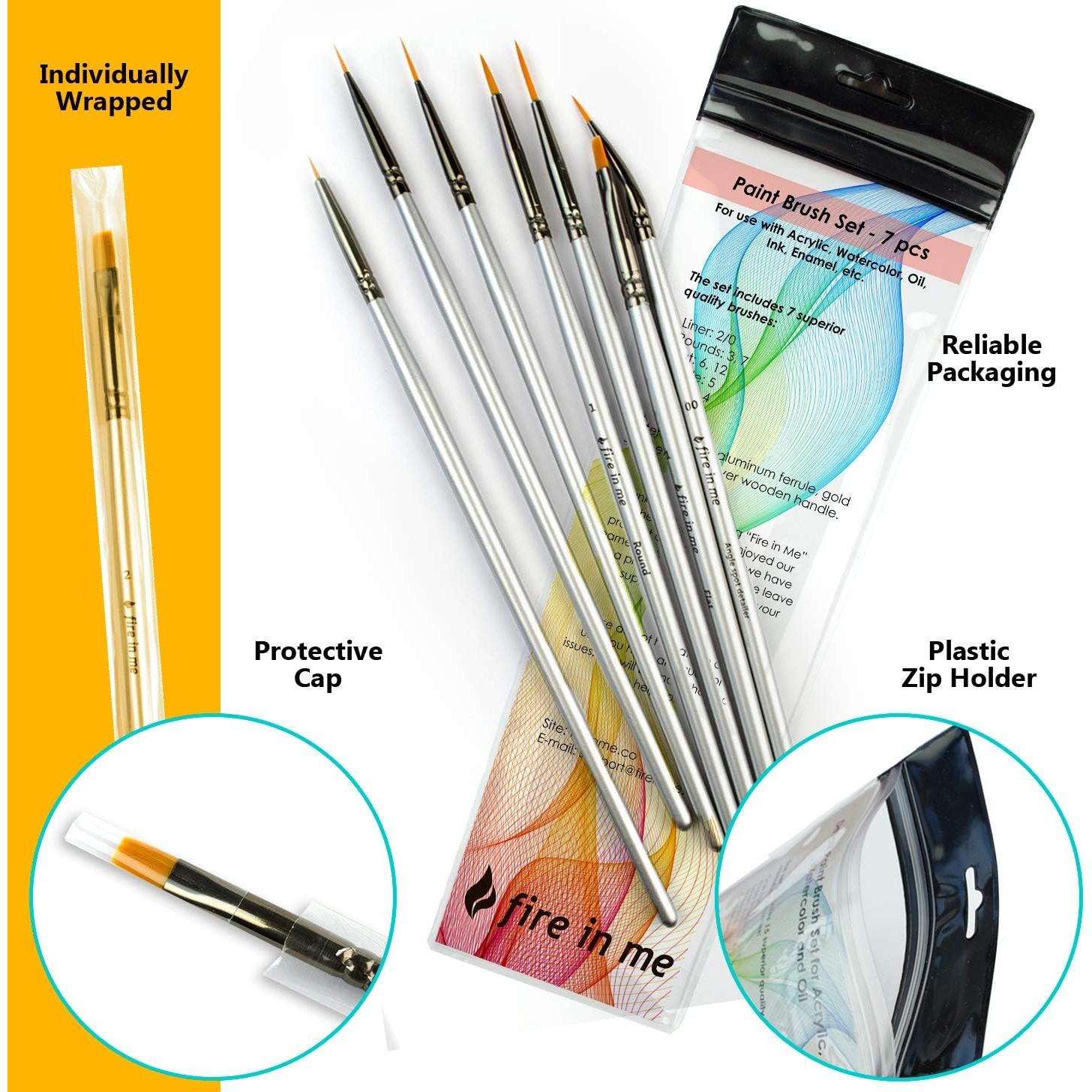 Juego de Pinceles de Pintura en Miniatura Fuego en Mí - 7 Pcs