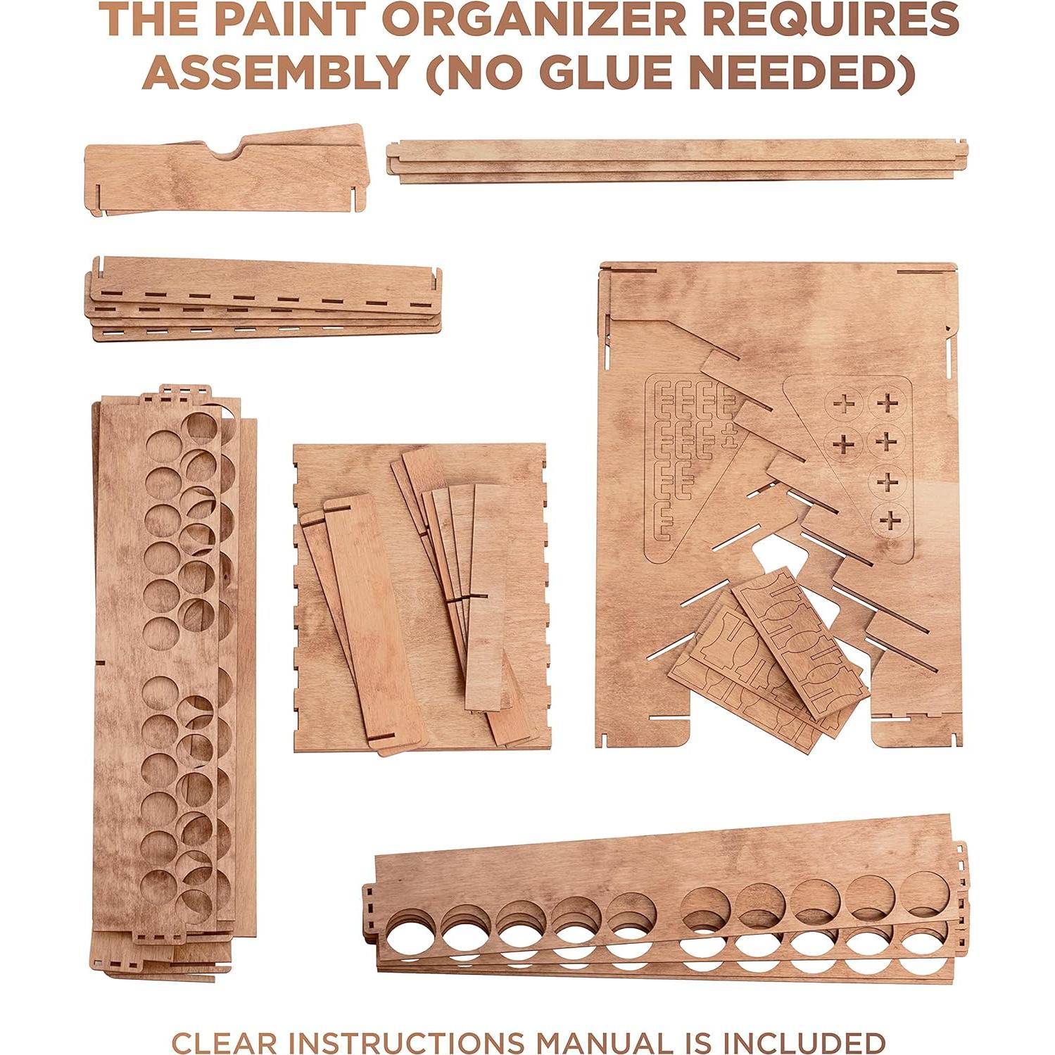 Organizador de Madera Plydolex para 74 Botellas y 14 Pinceles