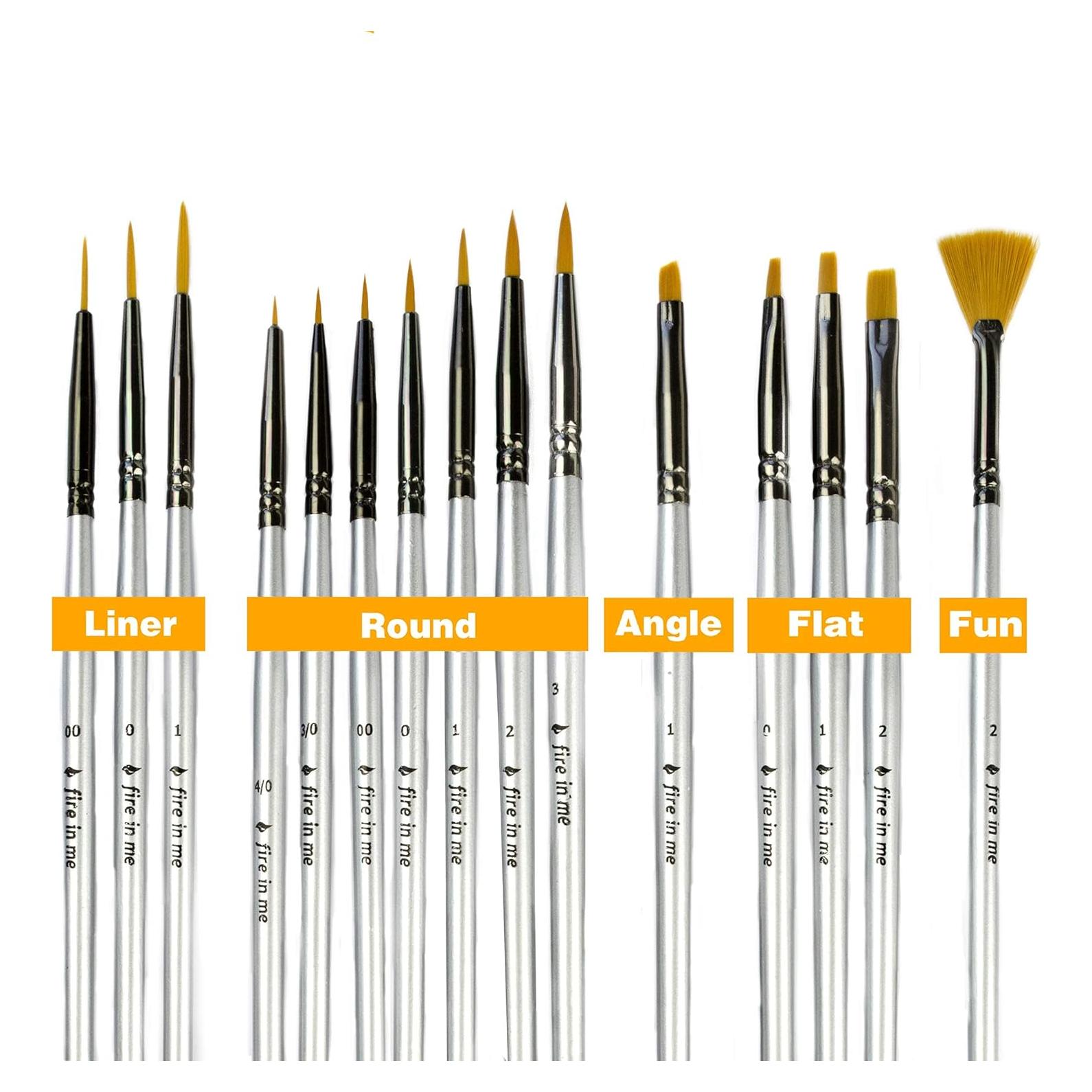 Juego de Pinceles de Detalle Fino Fuego en Mí - 15 Piezas