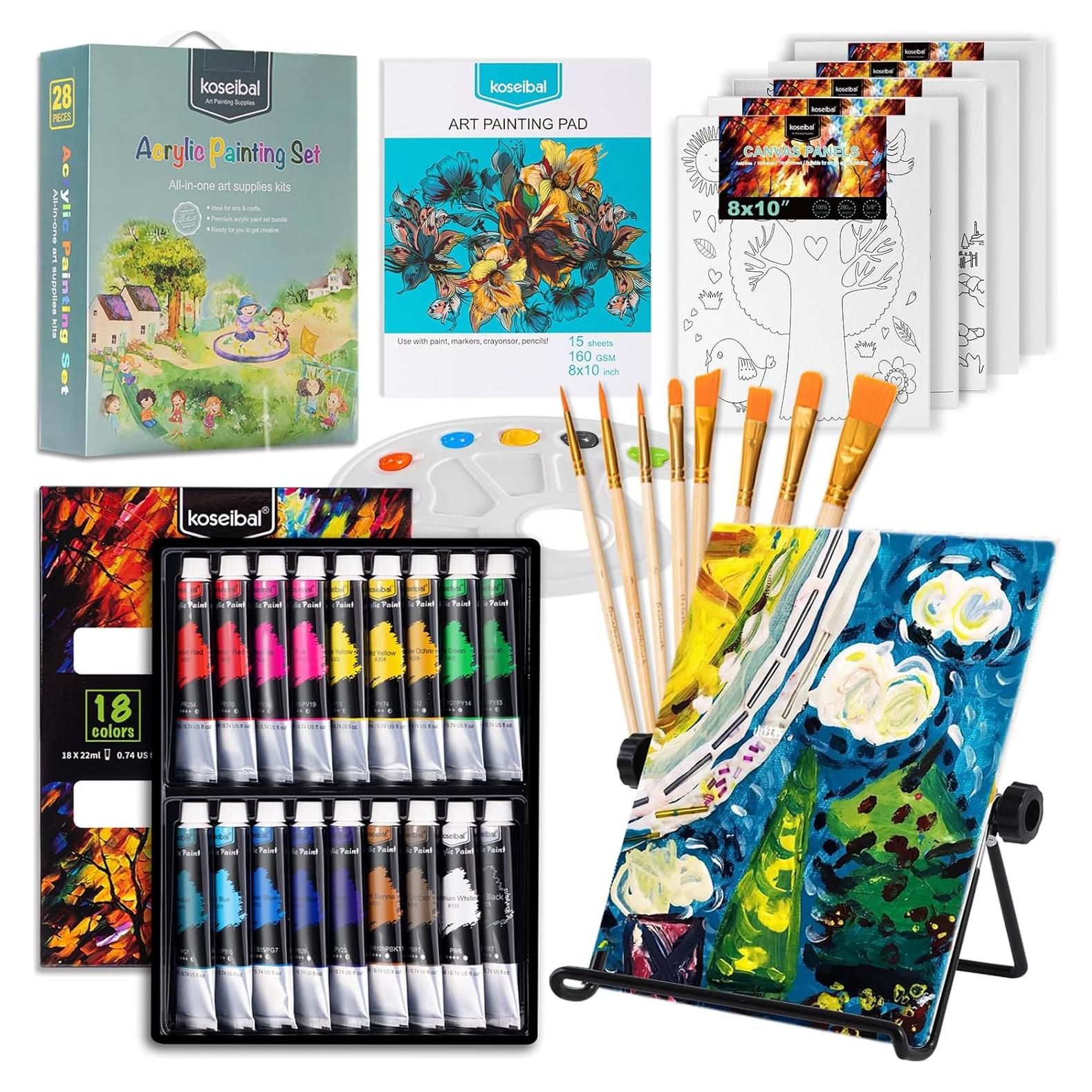 Juego de Pintura Acrílica Koseibal 28 Piezas para Niños