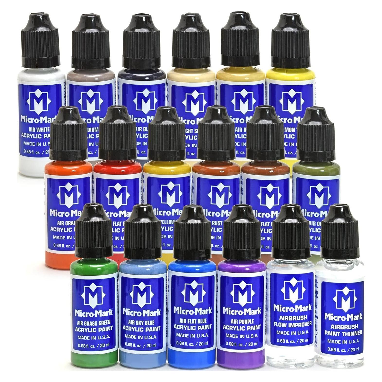 Juego de Pintura Acrílica Micro-Mark 20 ml para Aerógrafo - 16 Colores