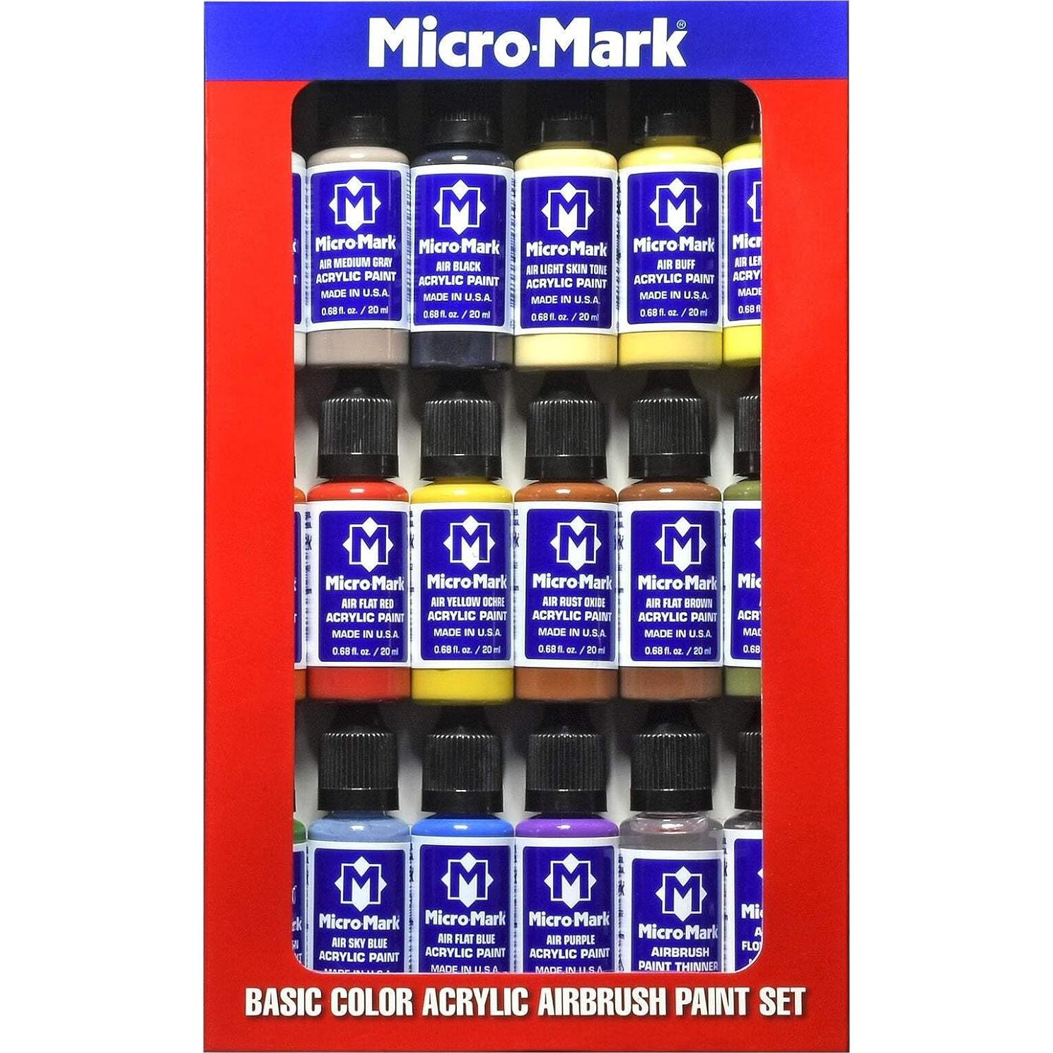 Juego de Pintura Acrílica Micro-Mark 20 ml para Aerógrafo - 16 Colores