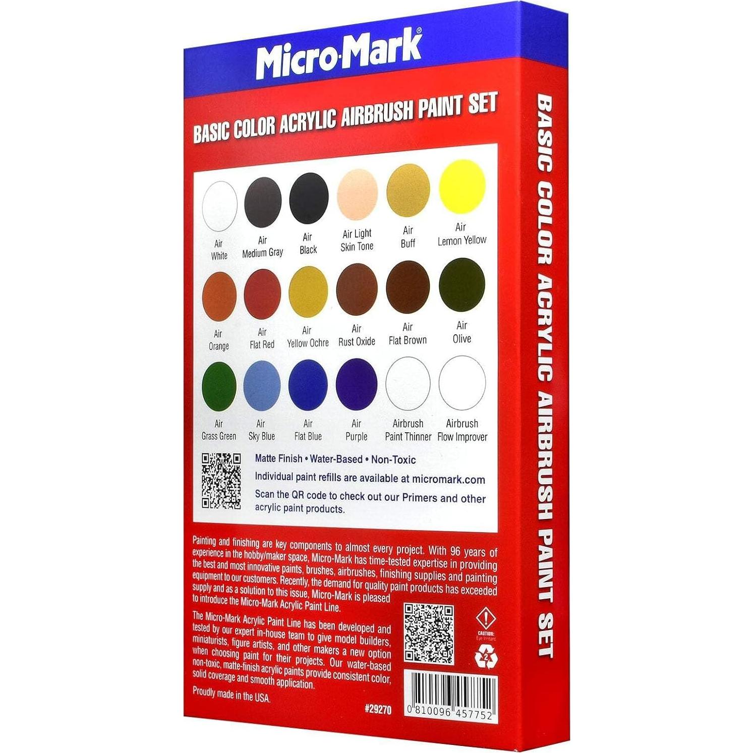 Juego de Pintura Acrílica Micro-Mark 20 ml para Aerógrafo - 16 Colores