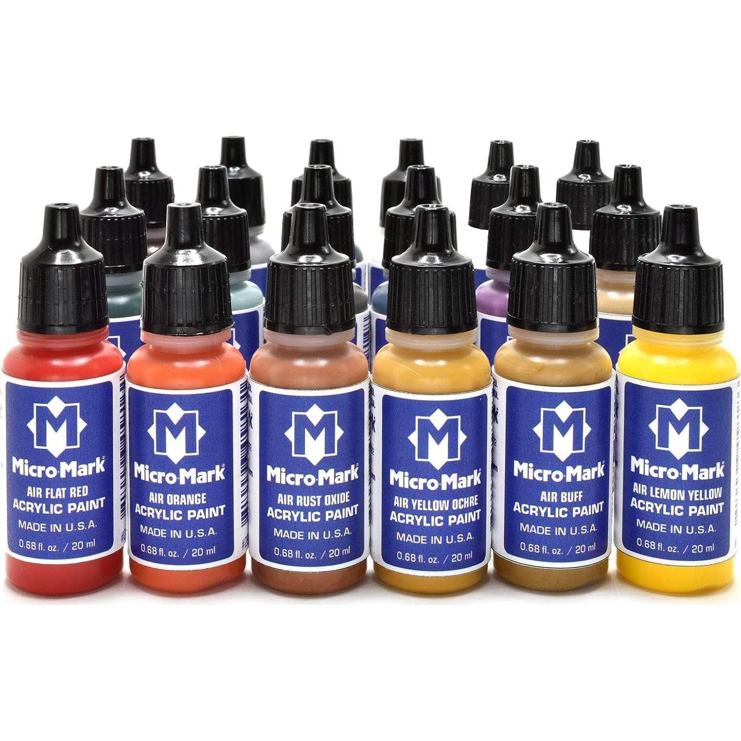Juego de Pintura Acrílica Micro-Mark 20 ml para Aerógrafo - 16 Colores