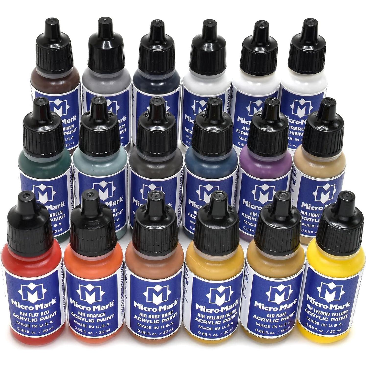 Juego de Pintura Acrílica Micro-Mark 20 ml para Aerógrafo - 16 Colores