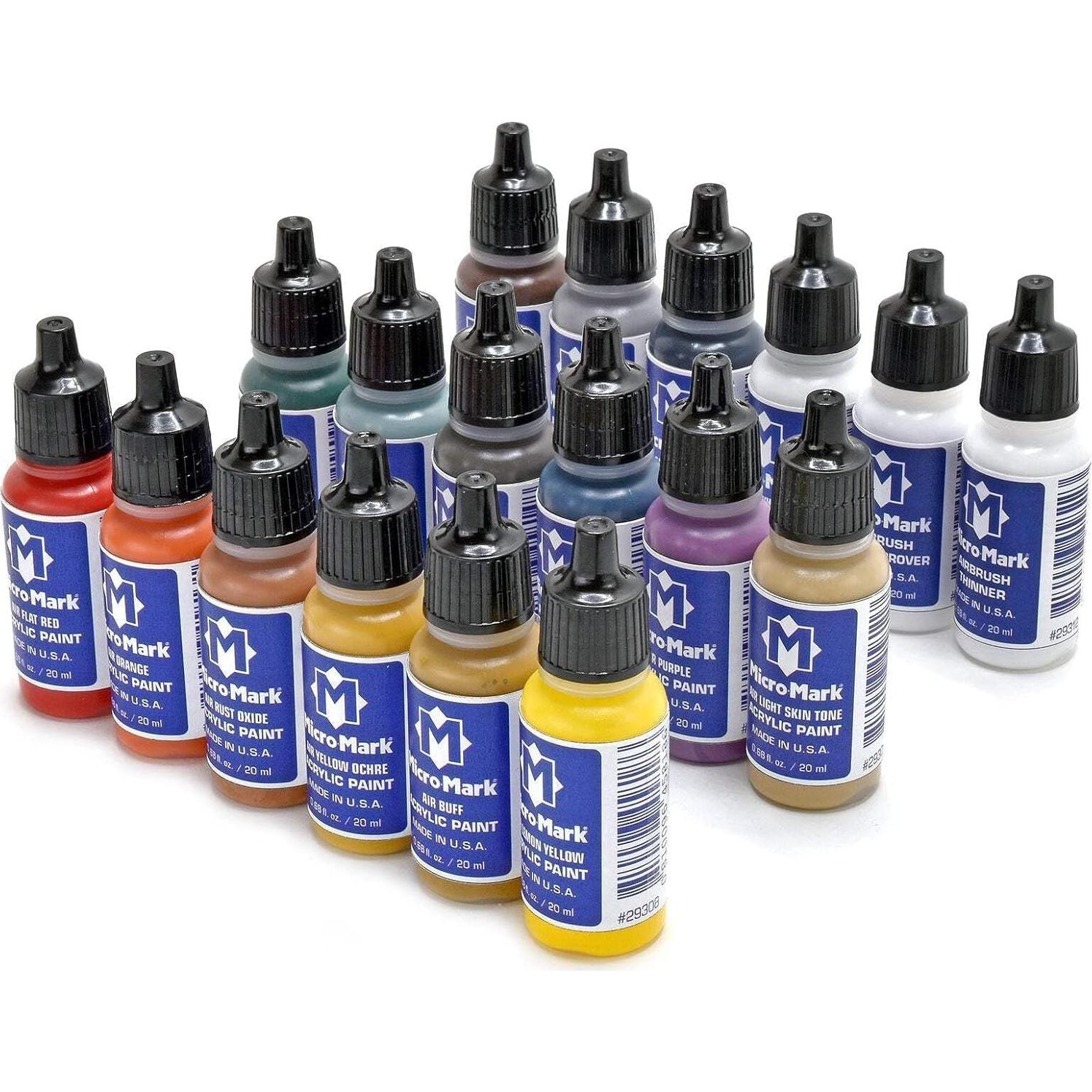 Juego de Pintura Acrílica Micro-Mark 20 ml para Aerógrafo - 16 Colores