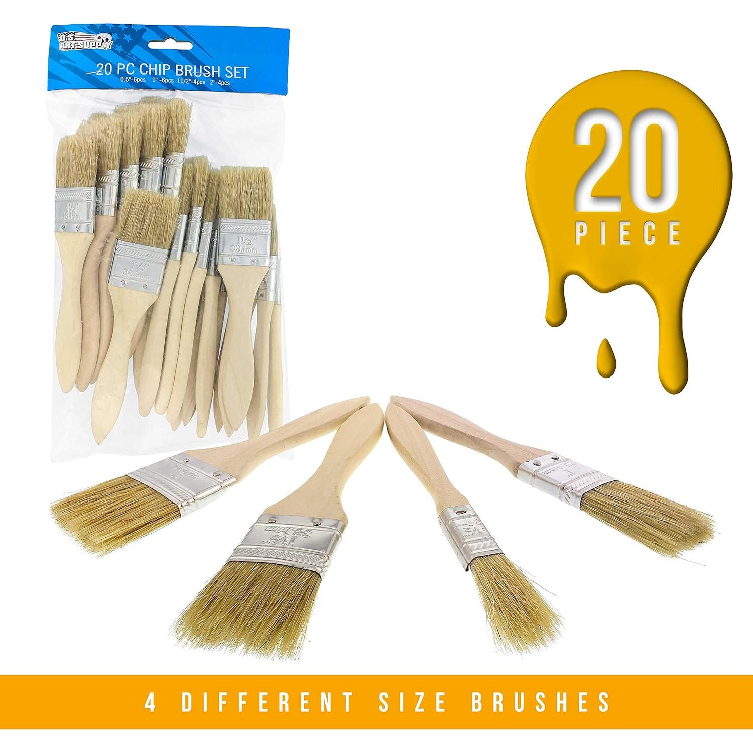 Paquete de 20 Pinceles de Pintura Suministro de Arte 3.81-5.08 cm
