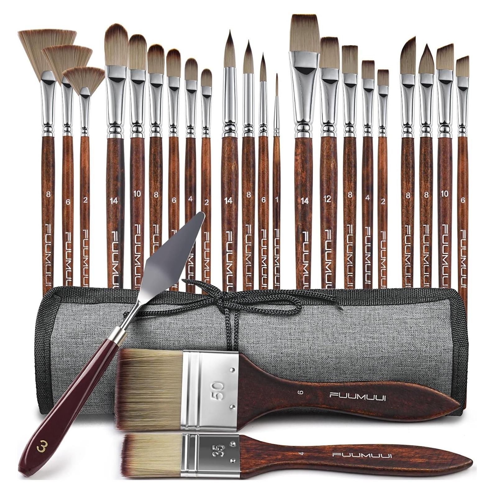 Juego de 25 Pinceles de Acrílico Fuumuui - Profesional