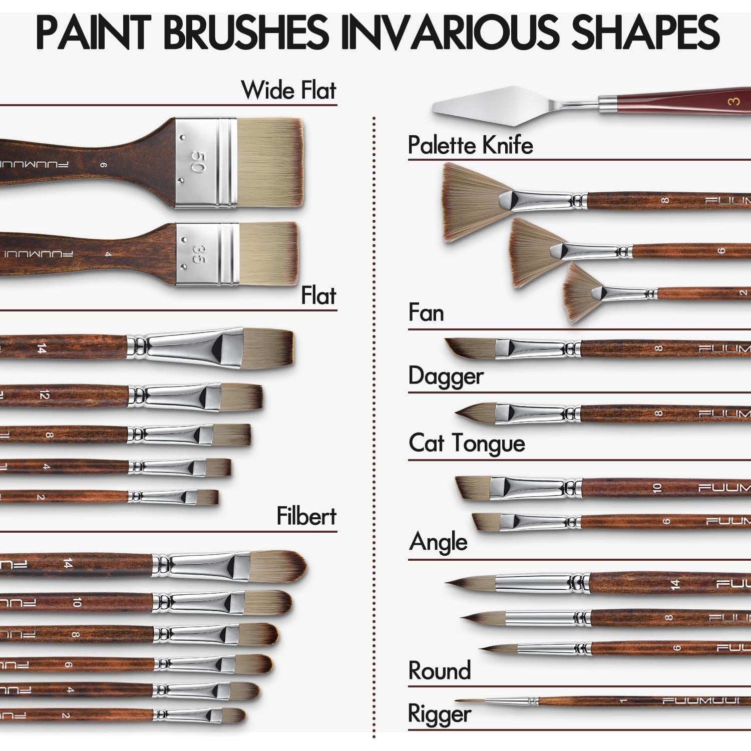 Juego de 25 Pinceles de Acrílico Fuumuui - Profesional