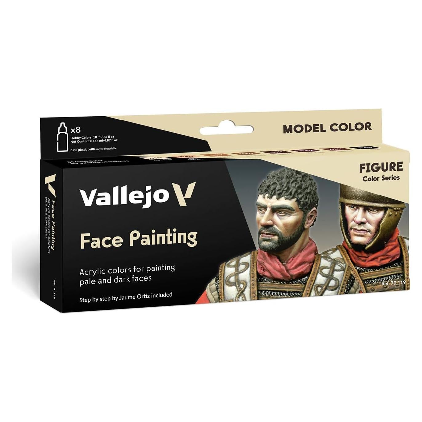 Set de Pintura Facial Vallejo 17ml - 8 Colores Acrílicos
