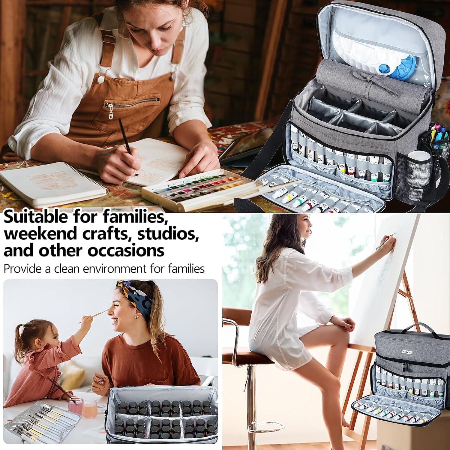 Bolsa Organizadora de Pintura Acrílica POCDUORG Gris - 54 Botellas