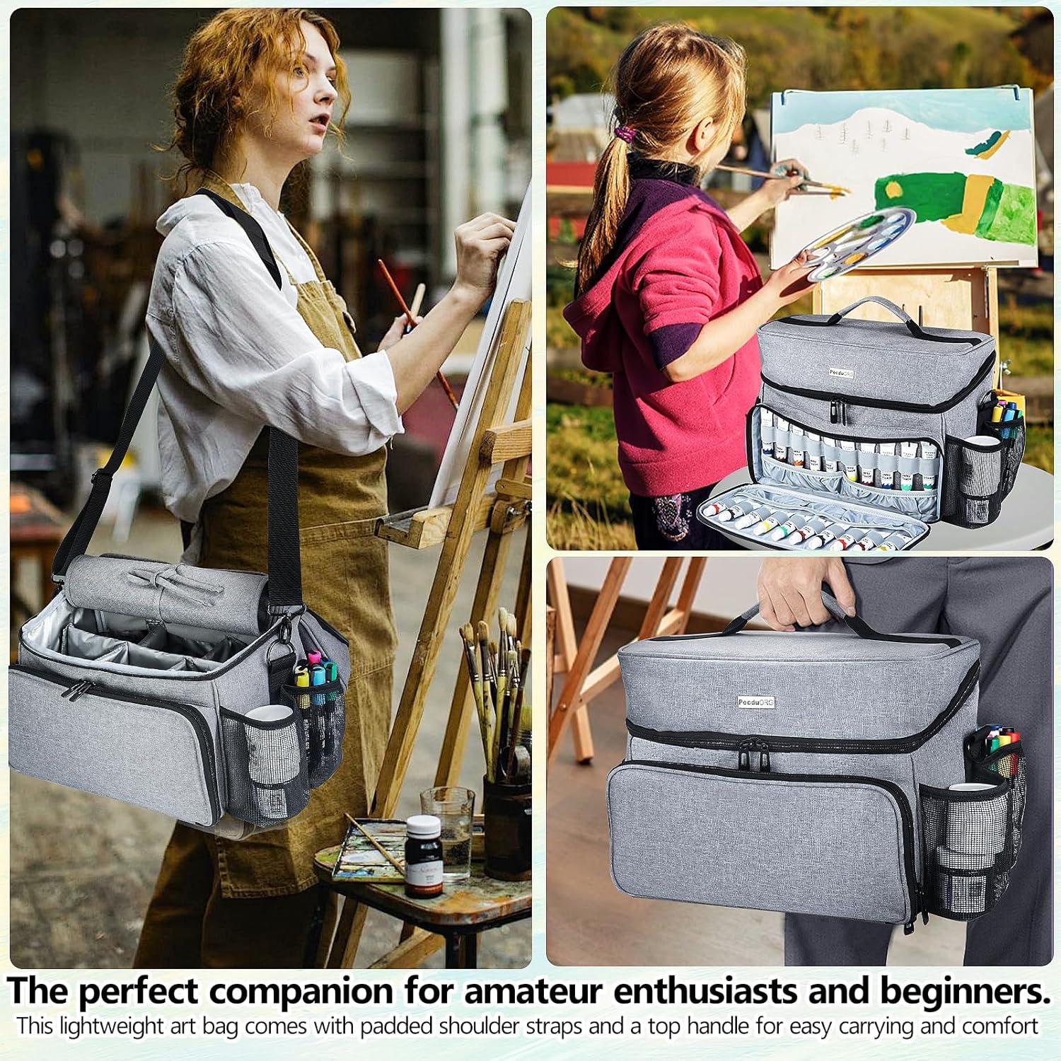 Bolsa Organizadora de Pintura Acrílica POCDUORG Gris - 54 Botellas