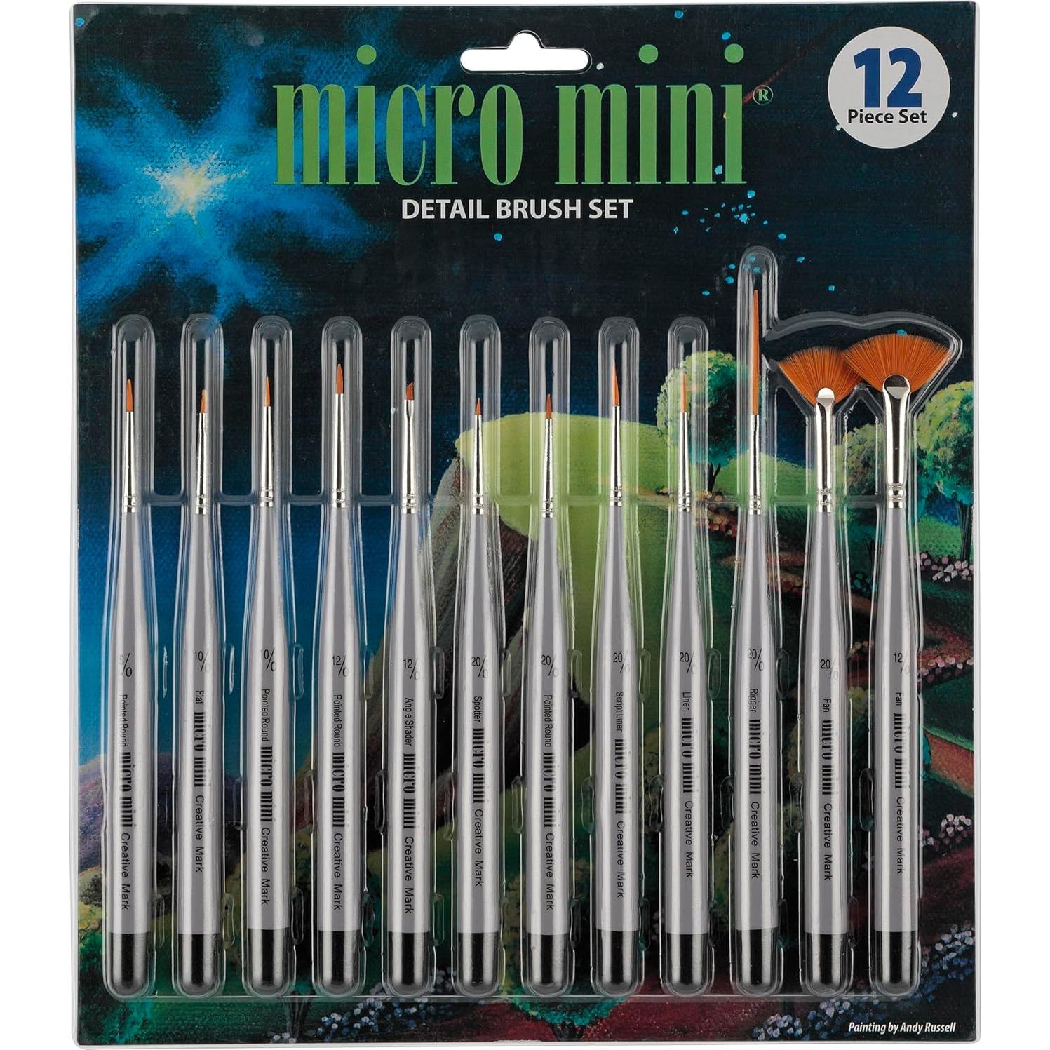 Juego de Pinceles de Detalle Micro Mini 12 Piezas Creative Mark