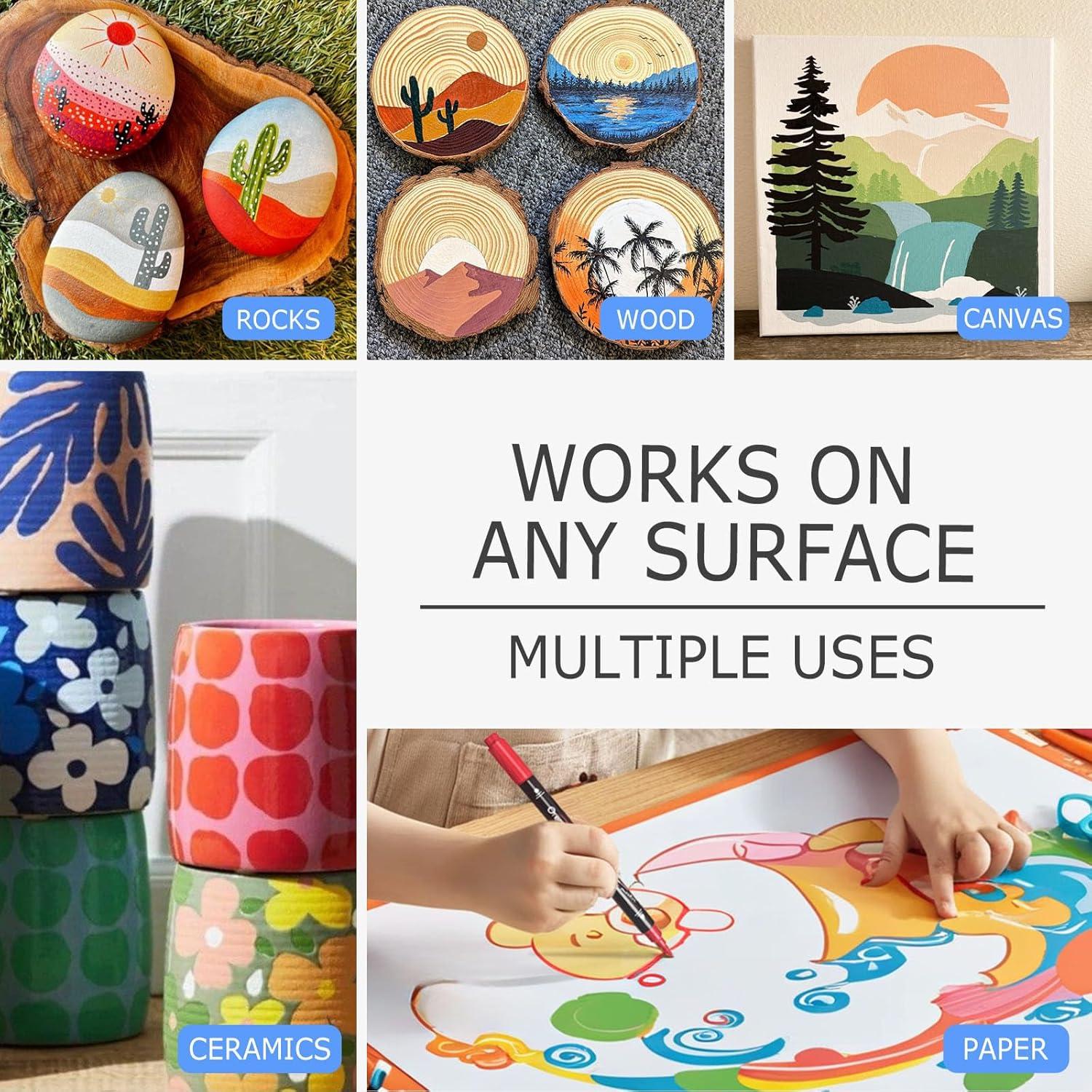 Marcadores Acrílicos Doble Punta Overseas, 24 Colores, 0.5-5mm