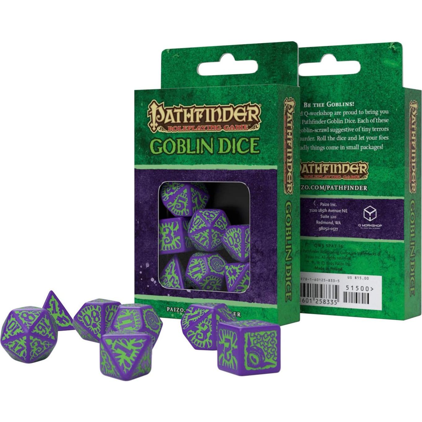 Dados Poliedricos Goblin Q-Workshop Pathfinder 7 Piezas