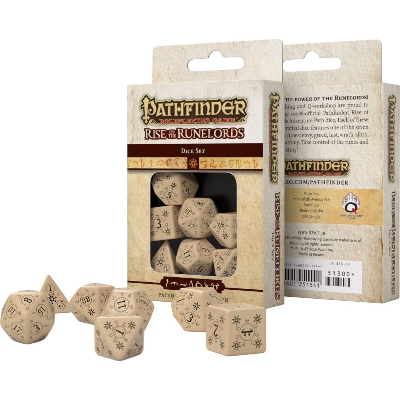 Dados Ornamentados Q WORKSHOP Pathfinder Rise of Runelords 7 Piezas