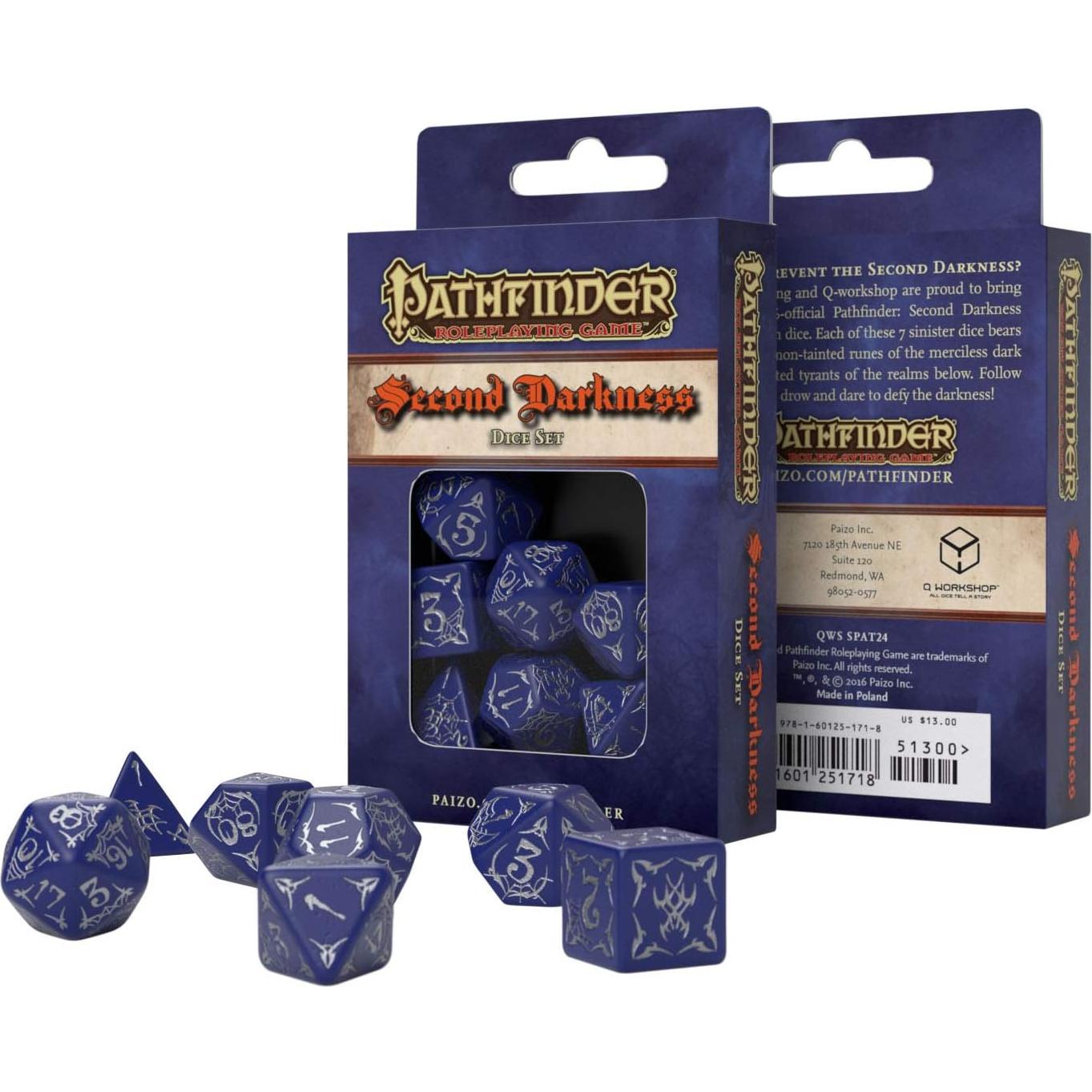Set de Dados Ornamentados Q WORKSHOP Pathfinder Segunda Oscuridad 7 Piezas